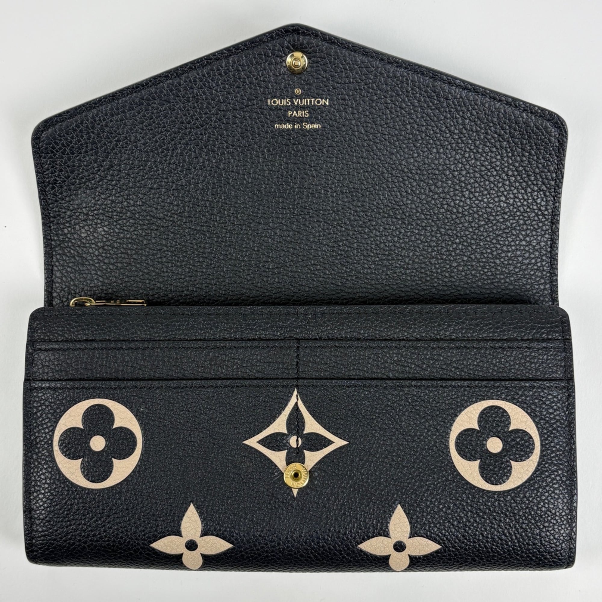 Louis Vuitton Beige Black Noir Monogram Empreinte Long Wallet (Bi-Fold) (Pre-Owned)