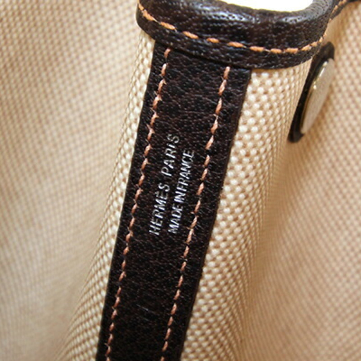 Hermes Garden Marron Toile H Leather Handbag Tote Bag (Pre-Owned)