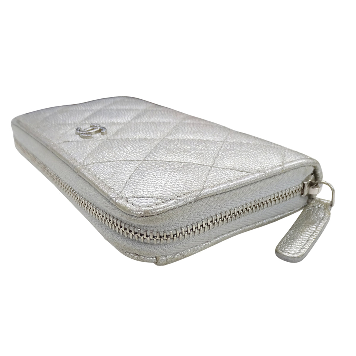 Chanel Silver Grained Calfskin Chain/Shoulder Wallet (Pre-Owned)
