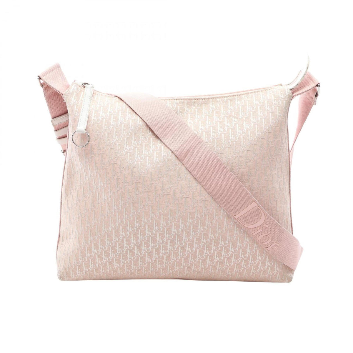 Christian Dior Pink White Canvas Leather Handbag Messenger Bag Shoulder Bag (Pre-Owned)