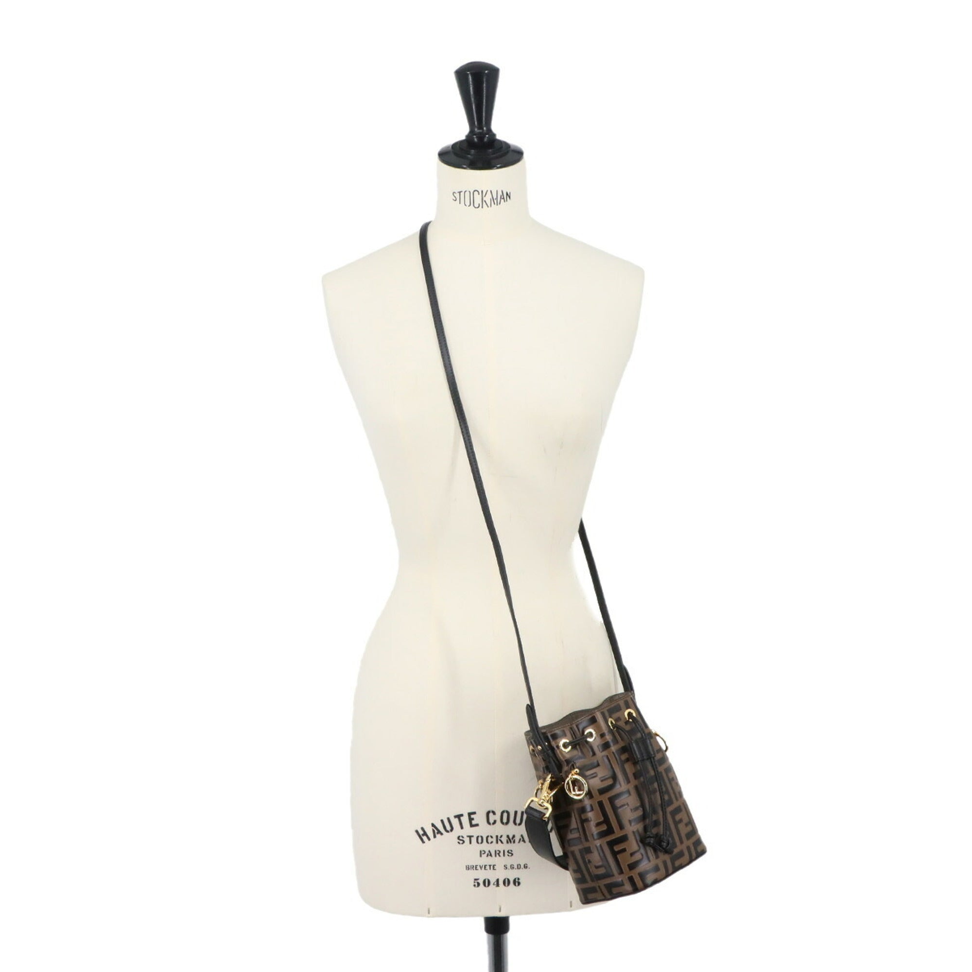 Fendi Zucca Black Brown Leather Handbag (Pre-Owned)