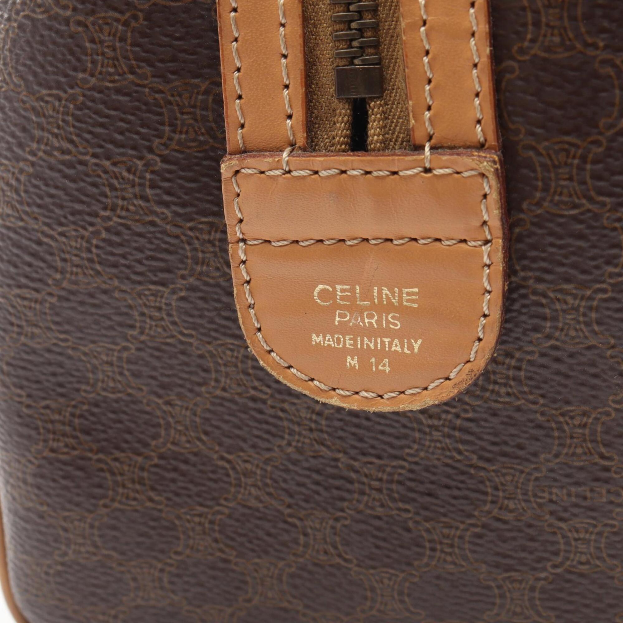 Celine Brown Coated Canvas Leather Handbag Tote Bag (Pre-Owned)