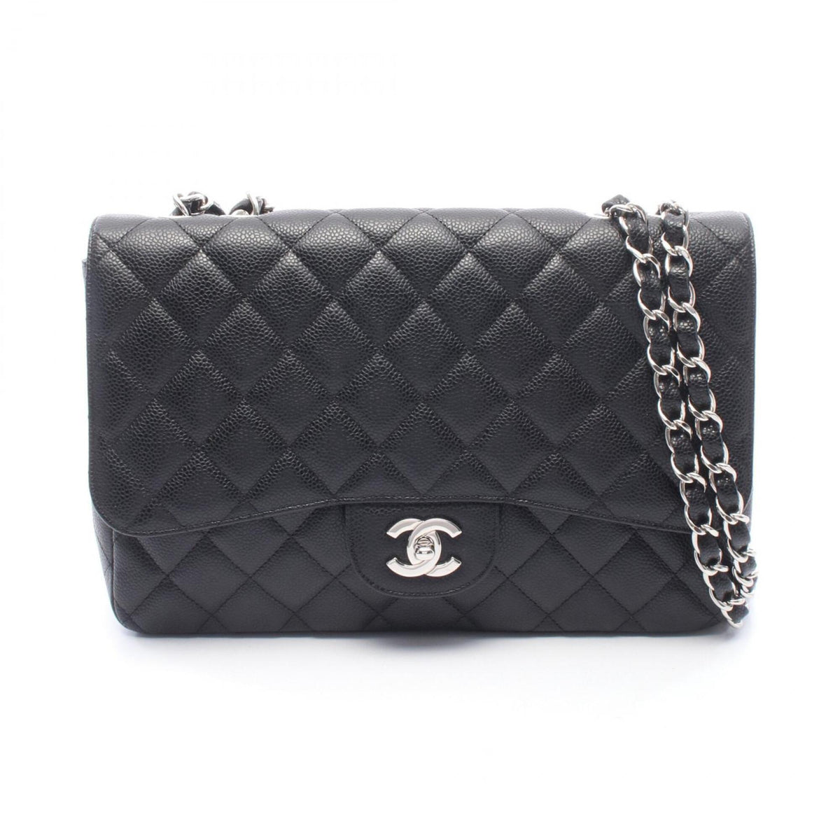 Chanel Black Grained Calfskin Handbag Shoulder Bag (Pre-Owned)