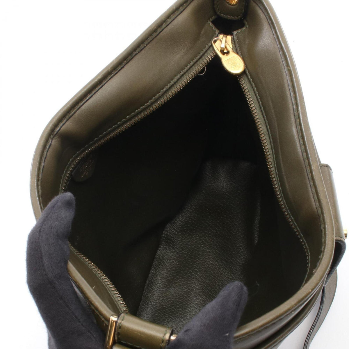 Celine Khaki Leather Handbag Shoulder Bag (Pre-Owned)