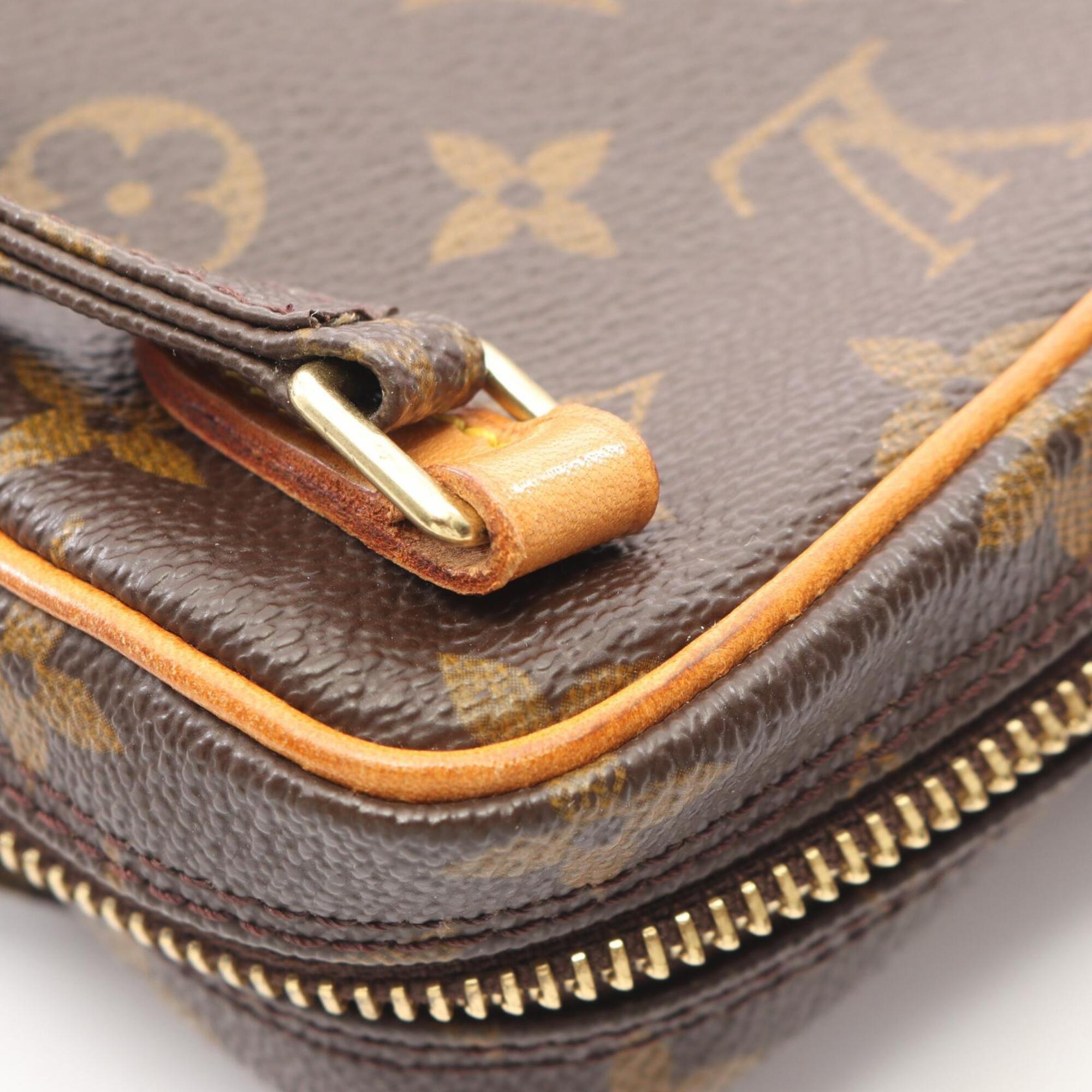 Louis Vuitton Brown Coated Canvas Leather Handbag Shoulder Bag (Pre-Owned)