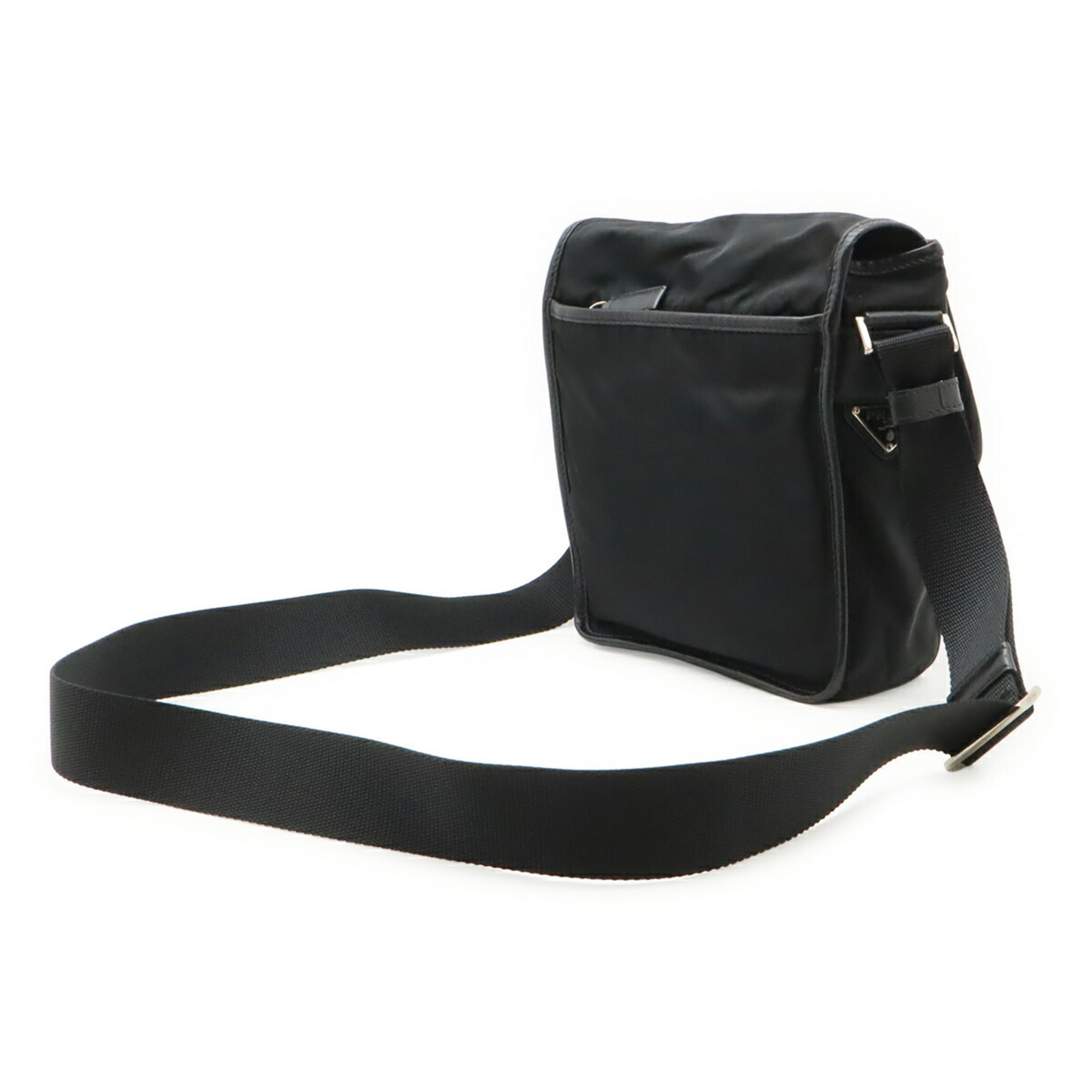 Prada Black Nero Nylon Leather Pochette Shoulder Bag (Pre-Owned)
