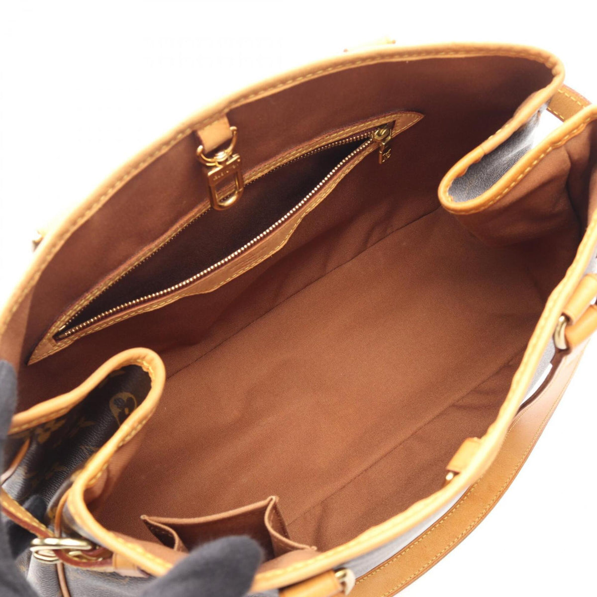 Louis Vuitton Brown Coated Canvas Leather Handbag Shoulder Bag (Pre-Owned)