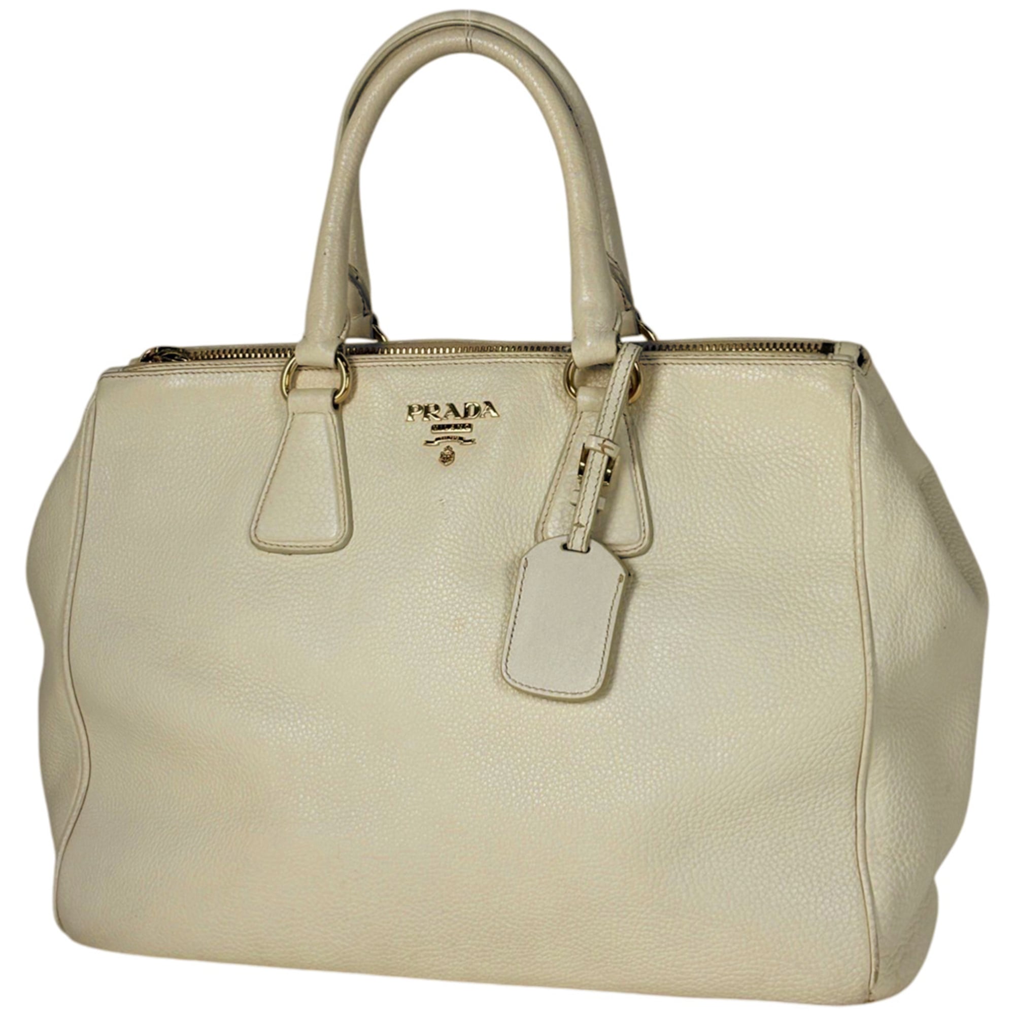Prada Ivory Leather Handbag Tote Bag (Pre-Owned)
