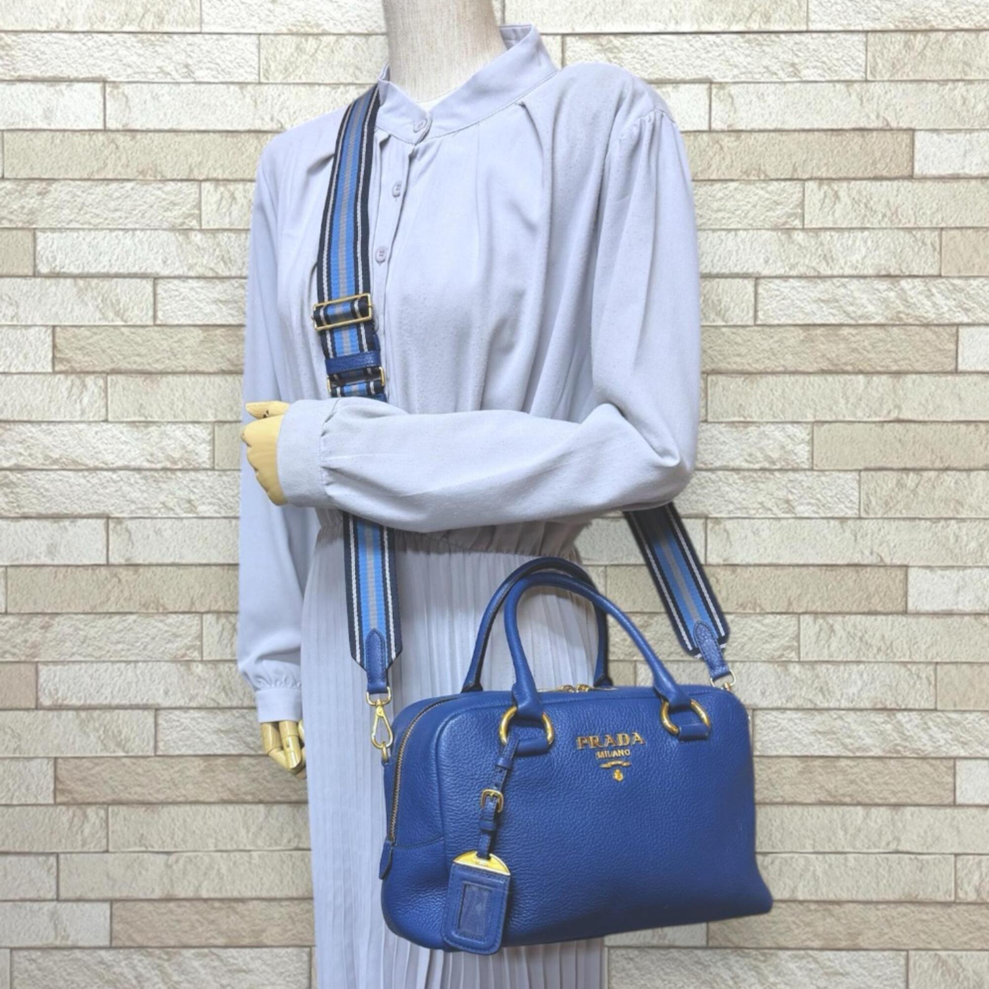 Prada Blue Leather Shoulder Bag (Pre-Owned)
