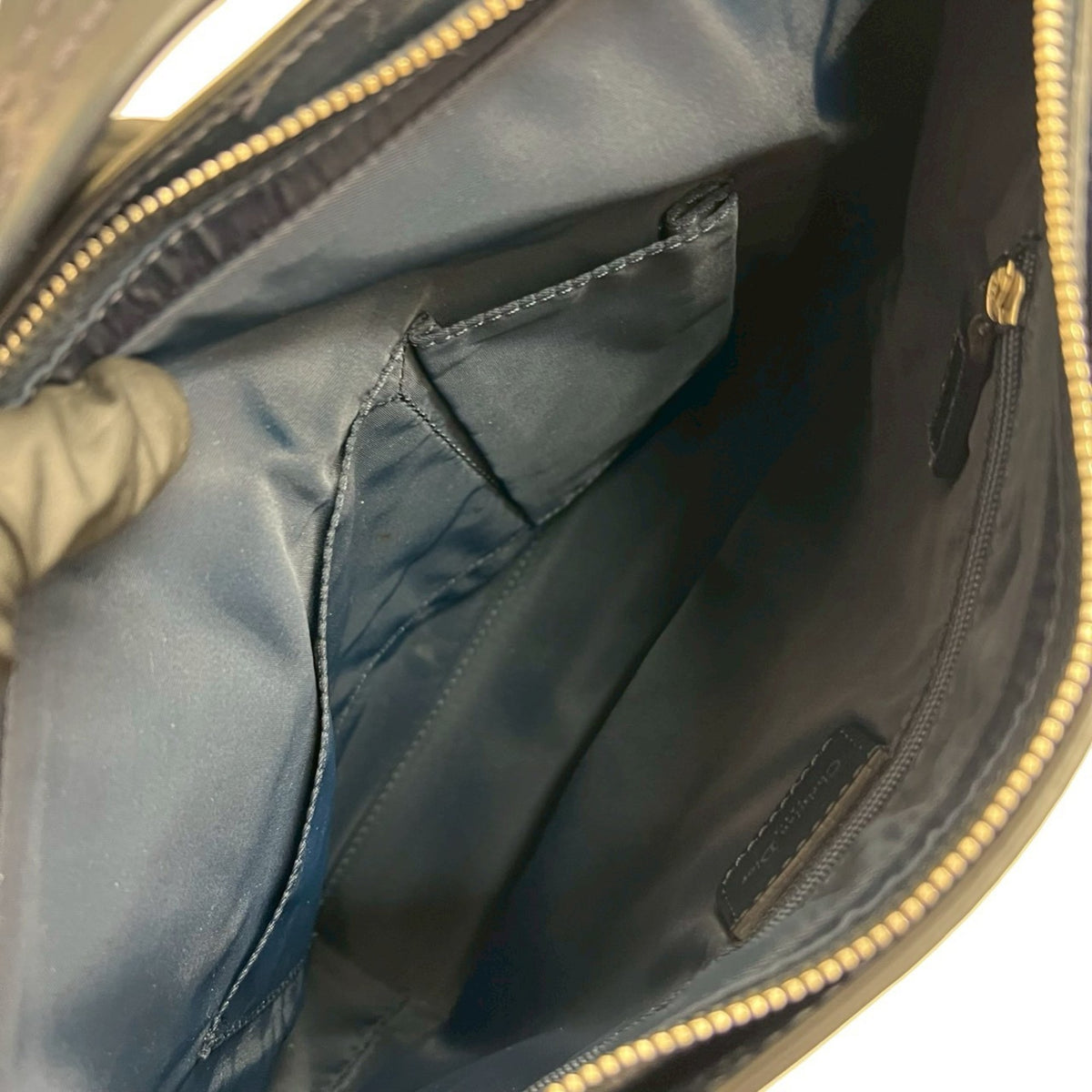 Christian Dior Navy Canvas Leather Handbag Tote Bag (Pre-Owned)