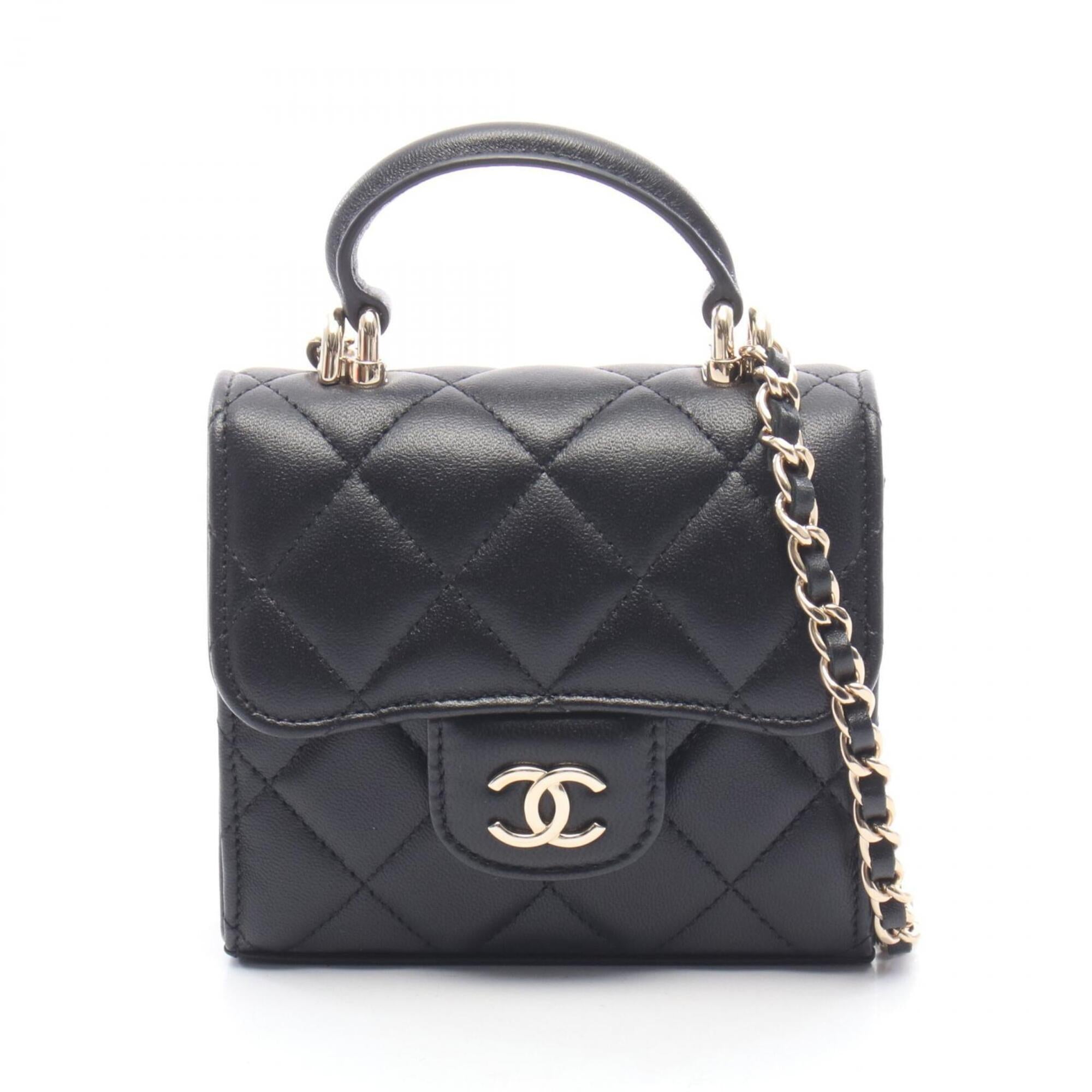 Chanel Black Leather Handbag Shoulder Bag (Pre-Owned)