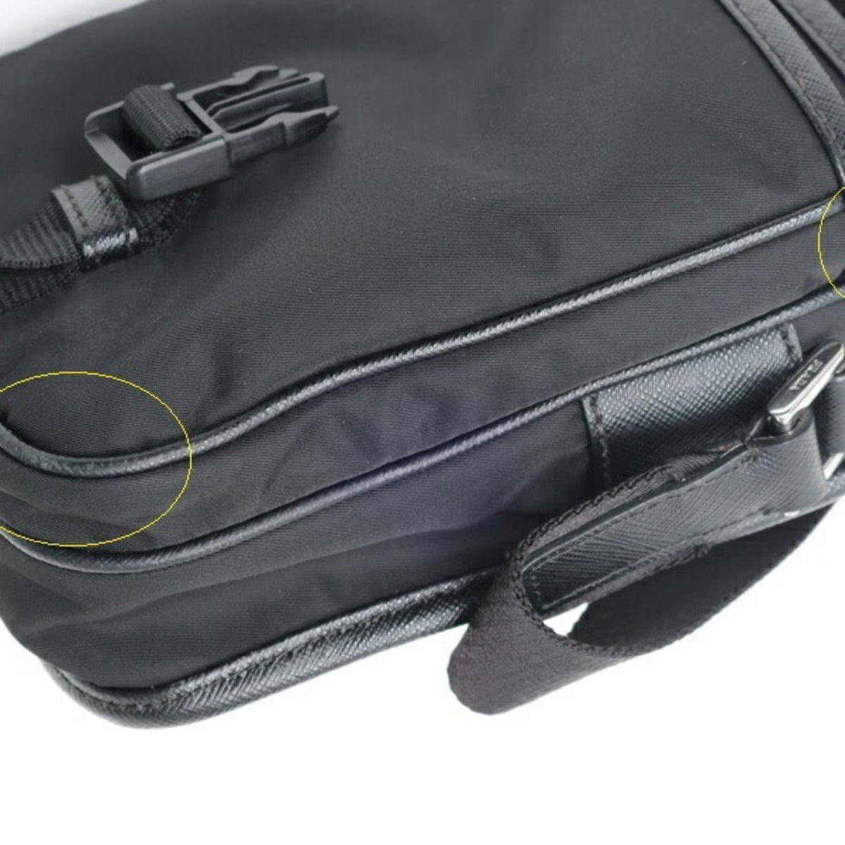 Prada Black Nero Nylon Leather Shoulder Bag (Pre-Owned)