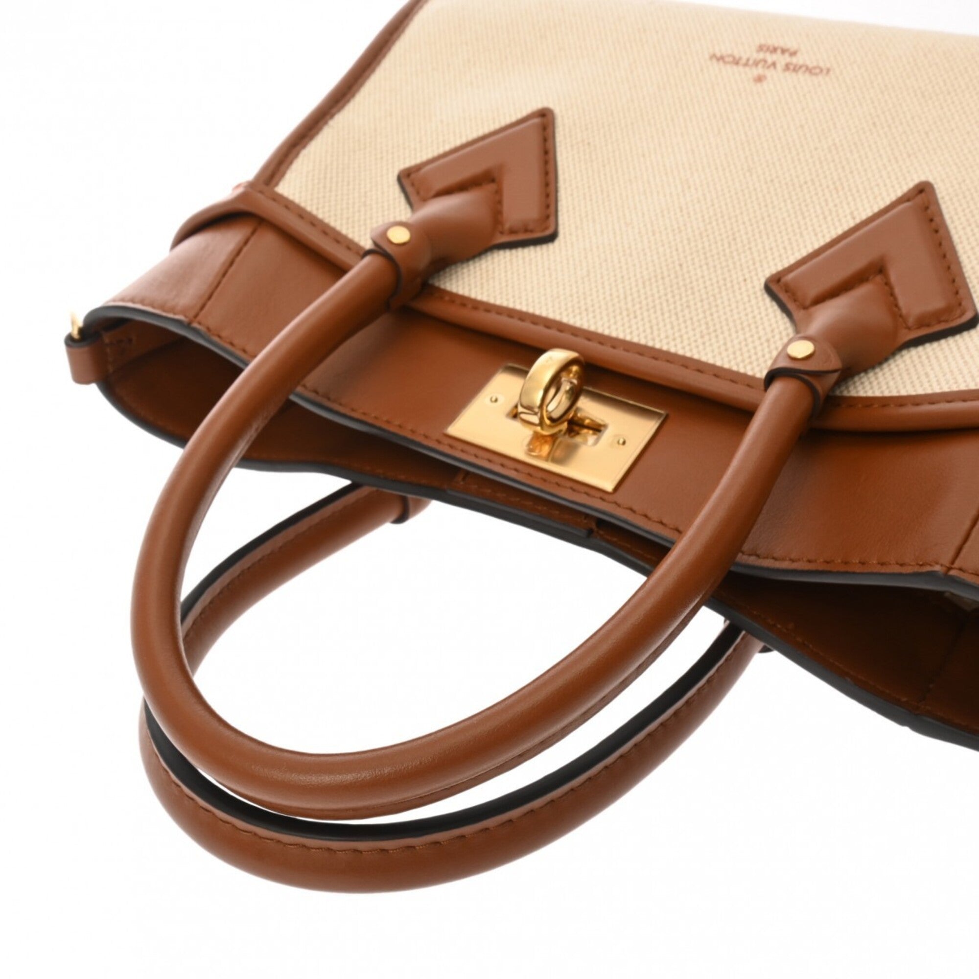 Louis Vuitton Beige Brown Canvas Leather Handbag (Pre-Owned)