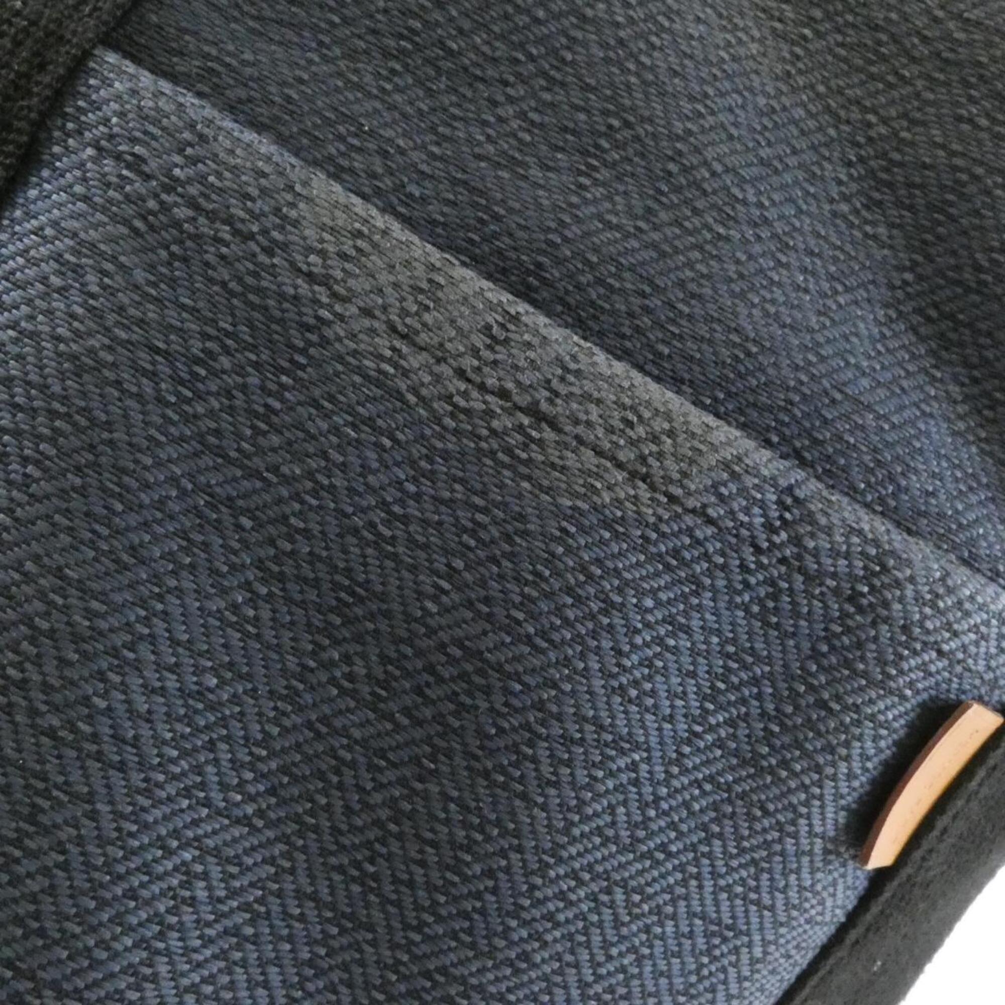 Hermes Black Navy Canvas Handbag (Pre-Owned)