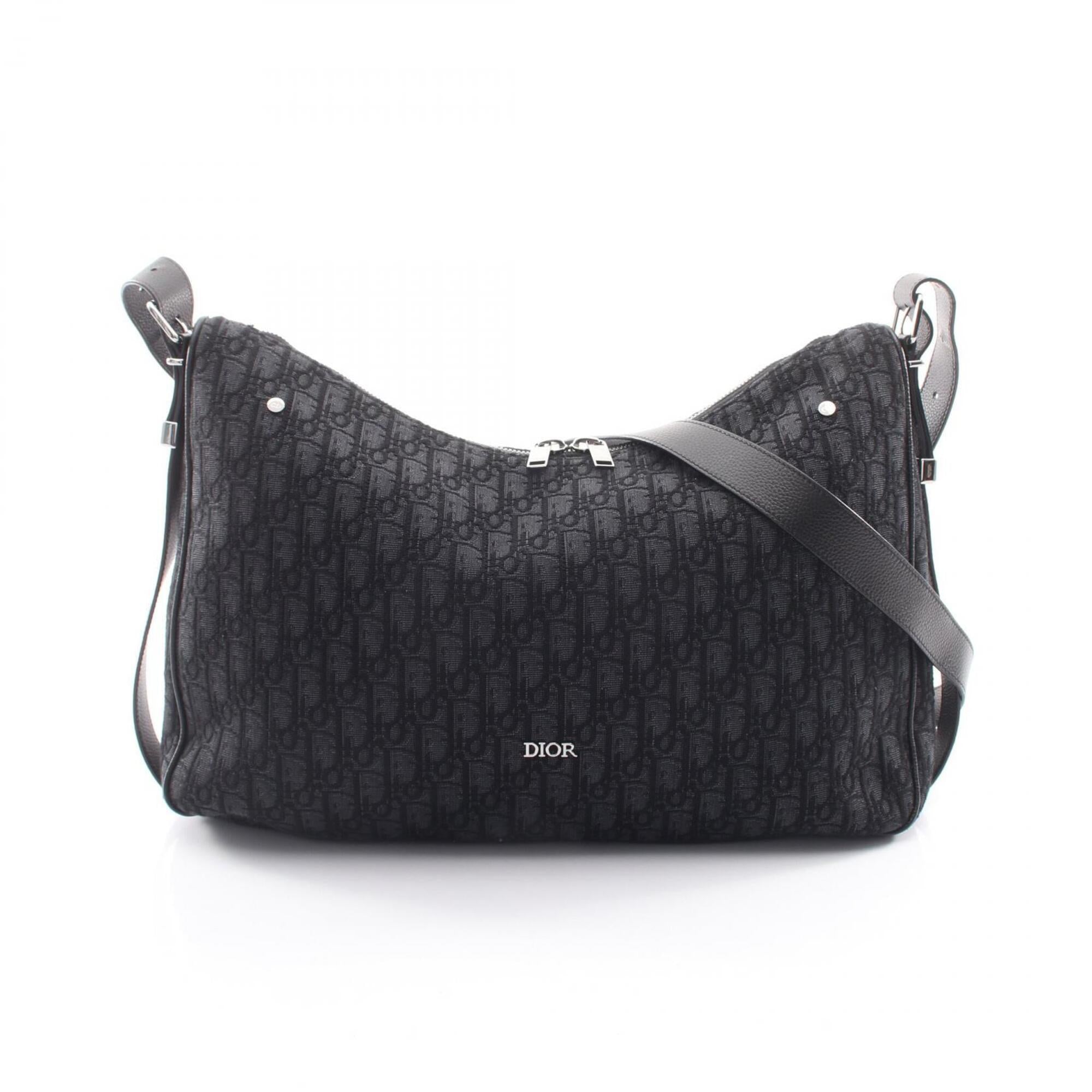 Christian Dior Black Canvas Leather Handbag Shoulder Bag (Pre-Owned)