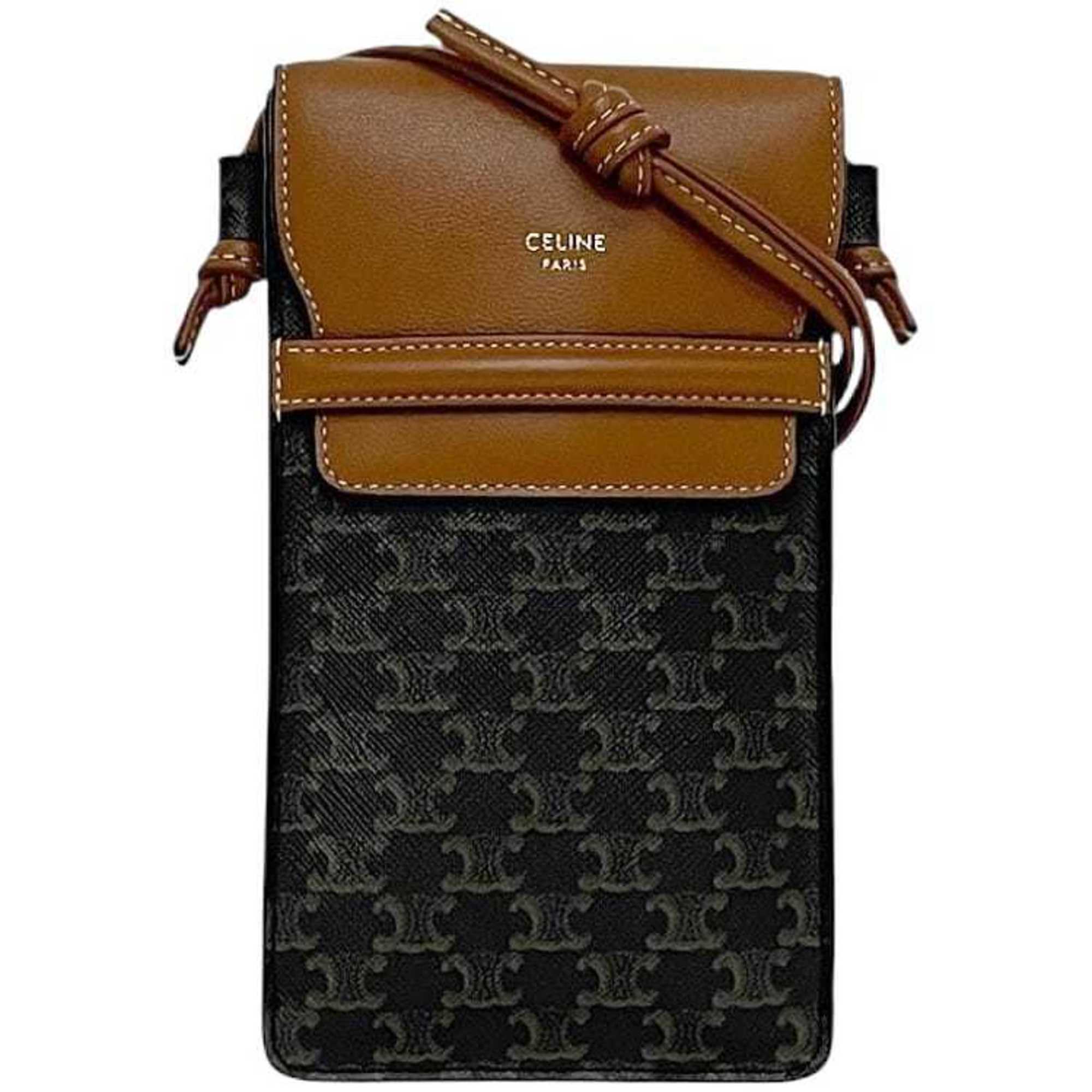 Celine Black Brown Pvc Leather Pochette Shoulder Bag (Pre-Owned)