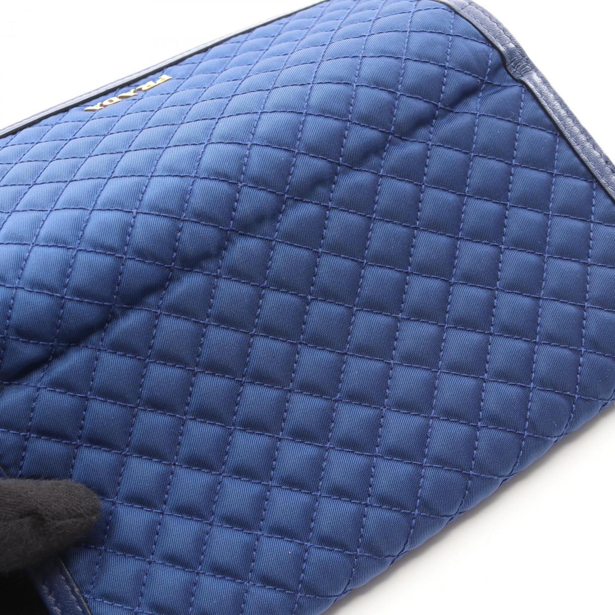 Prada Blue Nylon Leather Long Wallet (Bi-Fold) (Pre-Owned)