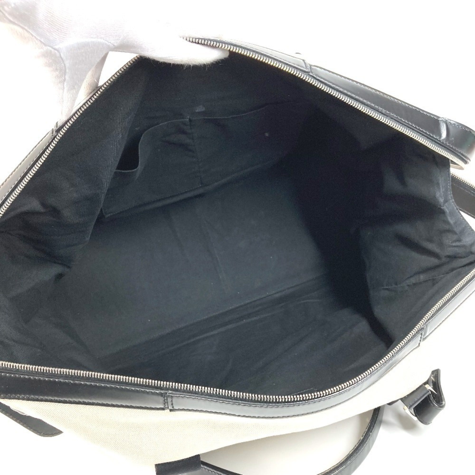 Balenciaga Black White Leather Canvas Boston Bag (Pre-Owned)