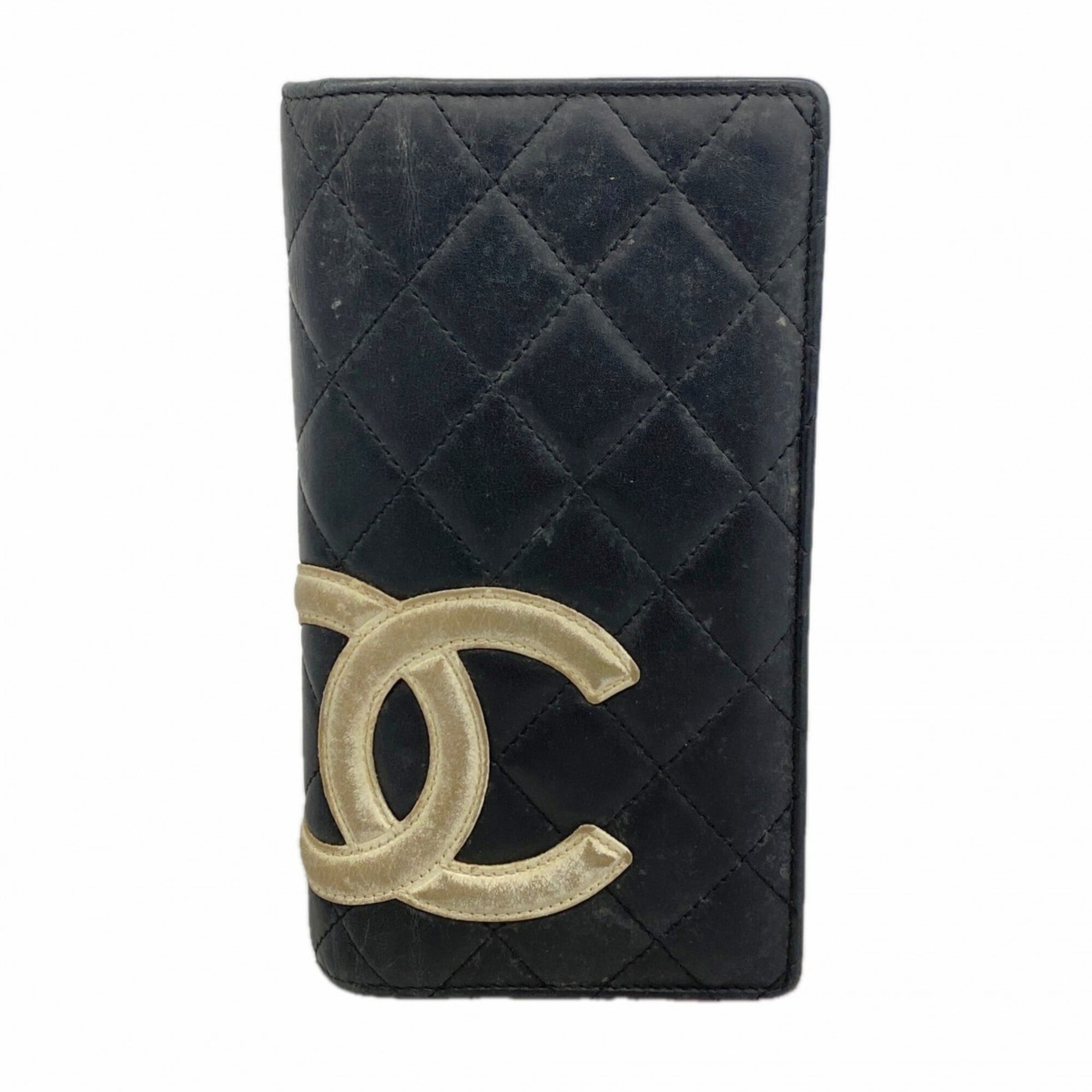 Chanel Black Leather Long Wallet (Bi-Fold) (Pre-Owned)