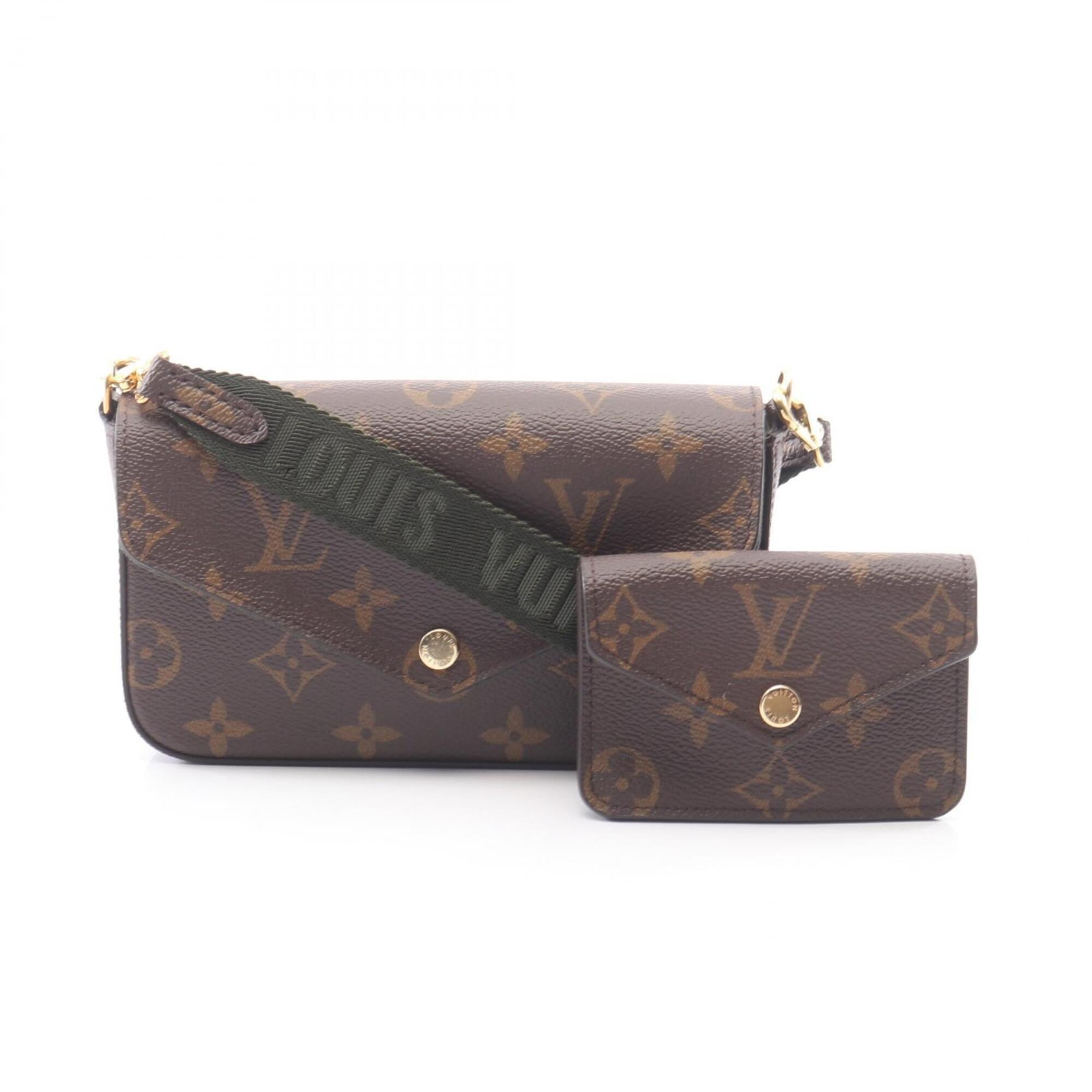 Louis Vuitton Brown Green Coated Canvas Handbag Pochette Shoulder Bag (Pre-Owned)