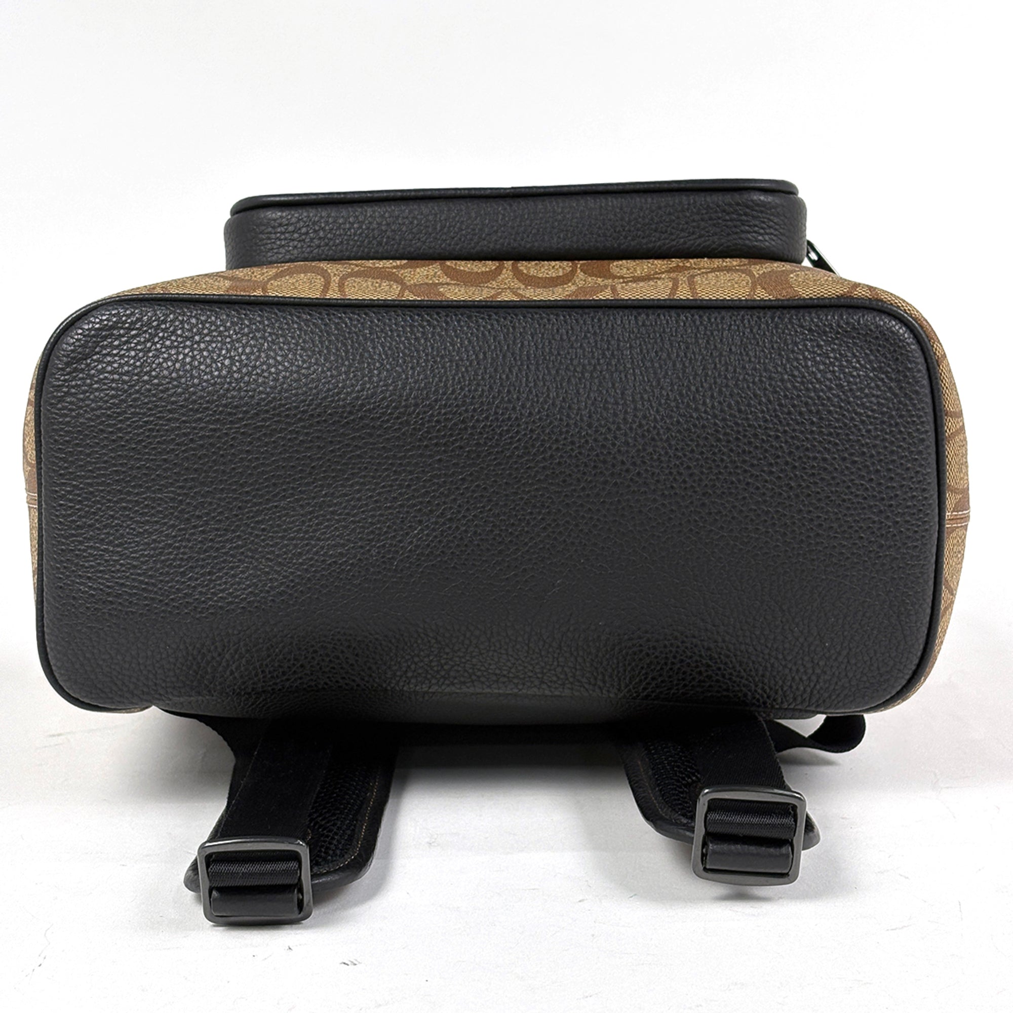 Coach Signature Black Brown Coated Canvas Leather Backpack (Pre-Owned)