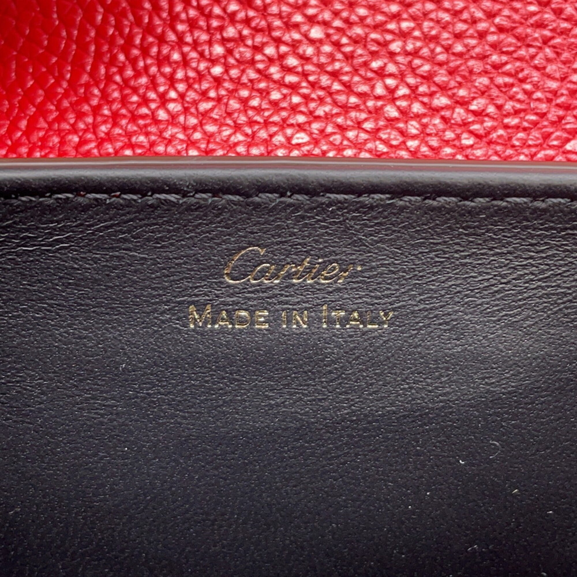Cartier Red Color Leather Handbag Shoulder Bag (Pre-Owned)