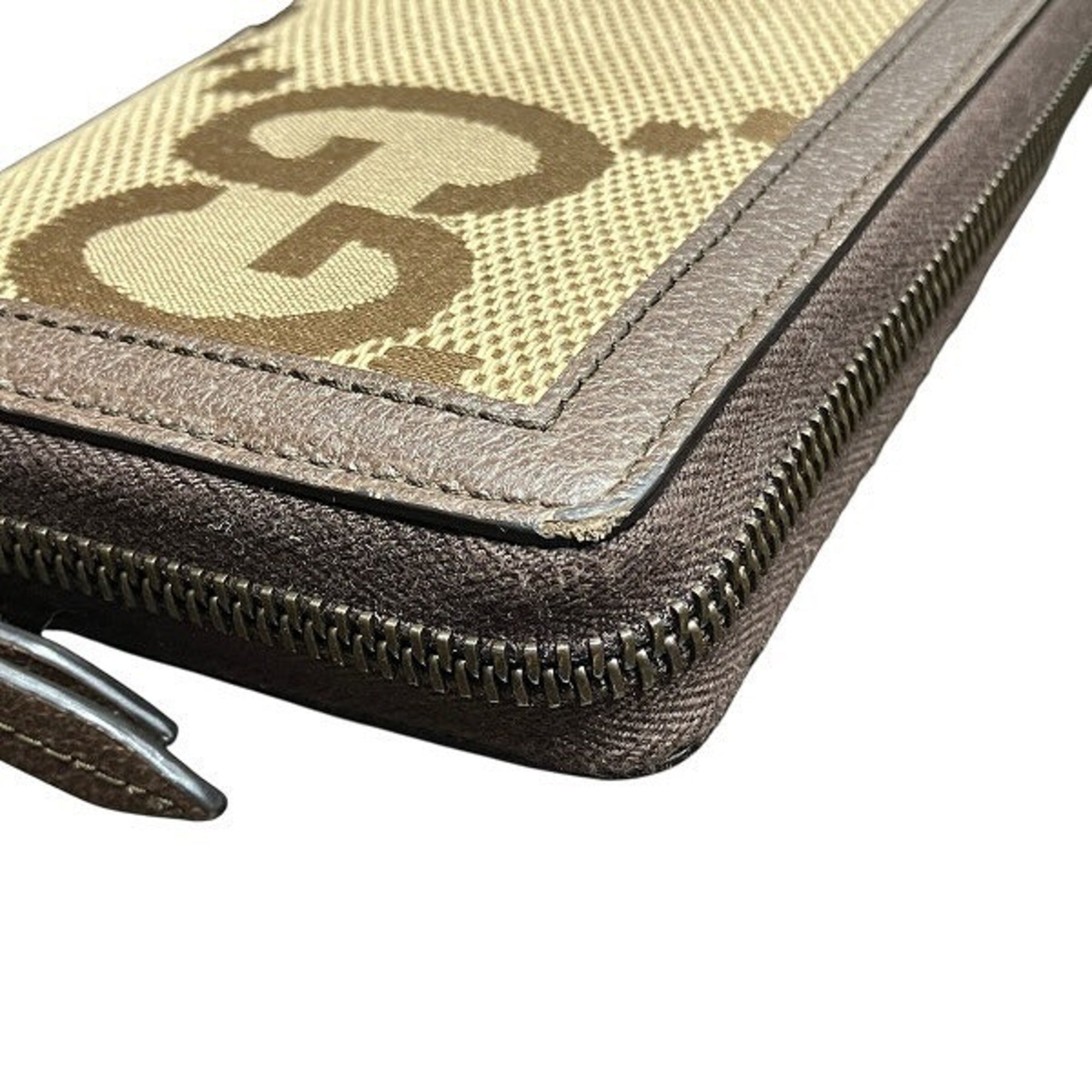 Gucci Brown Bamboo Gg Canvas Long Wallet (Bi-Fold) (Pre-Owned)