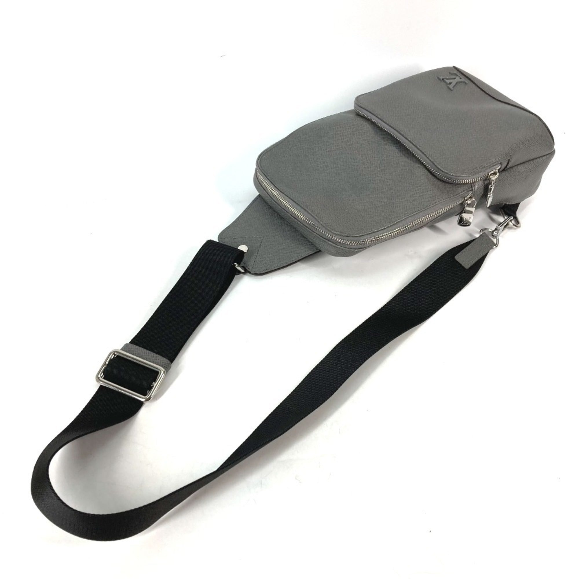 Louis Vuitton Galle Gray Taiga Leather Shoulder Bag Sling Bag (Pre-Owned)