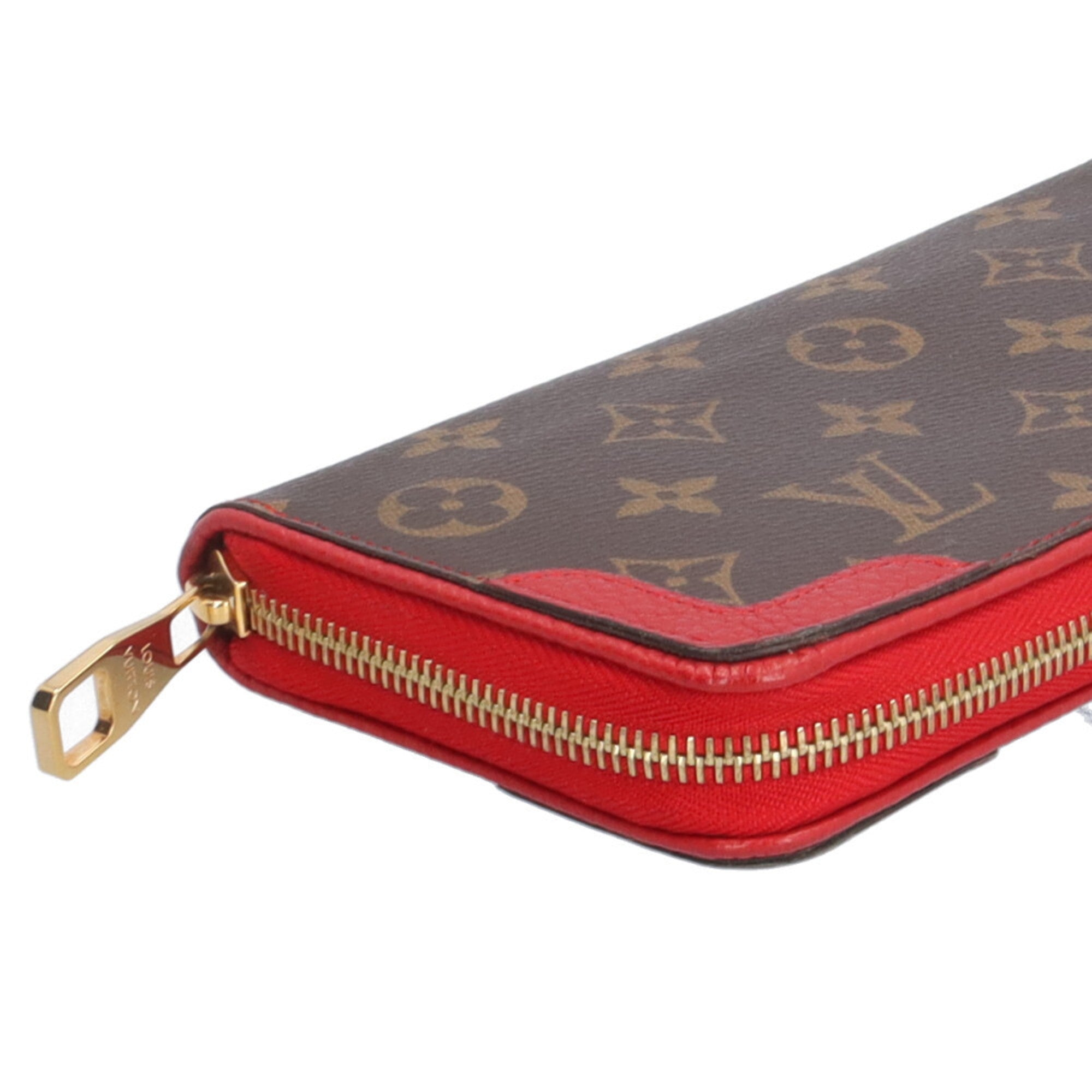 Louis Vuitton Brown Red Color Monogram Long Wallet (Bi-Fold) (Pre-Owned)