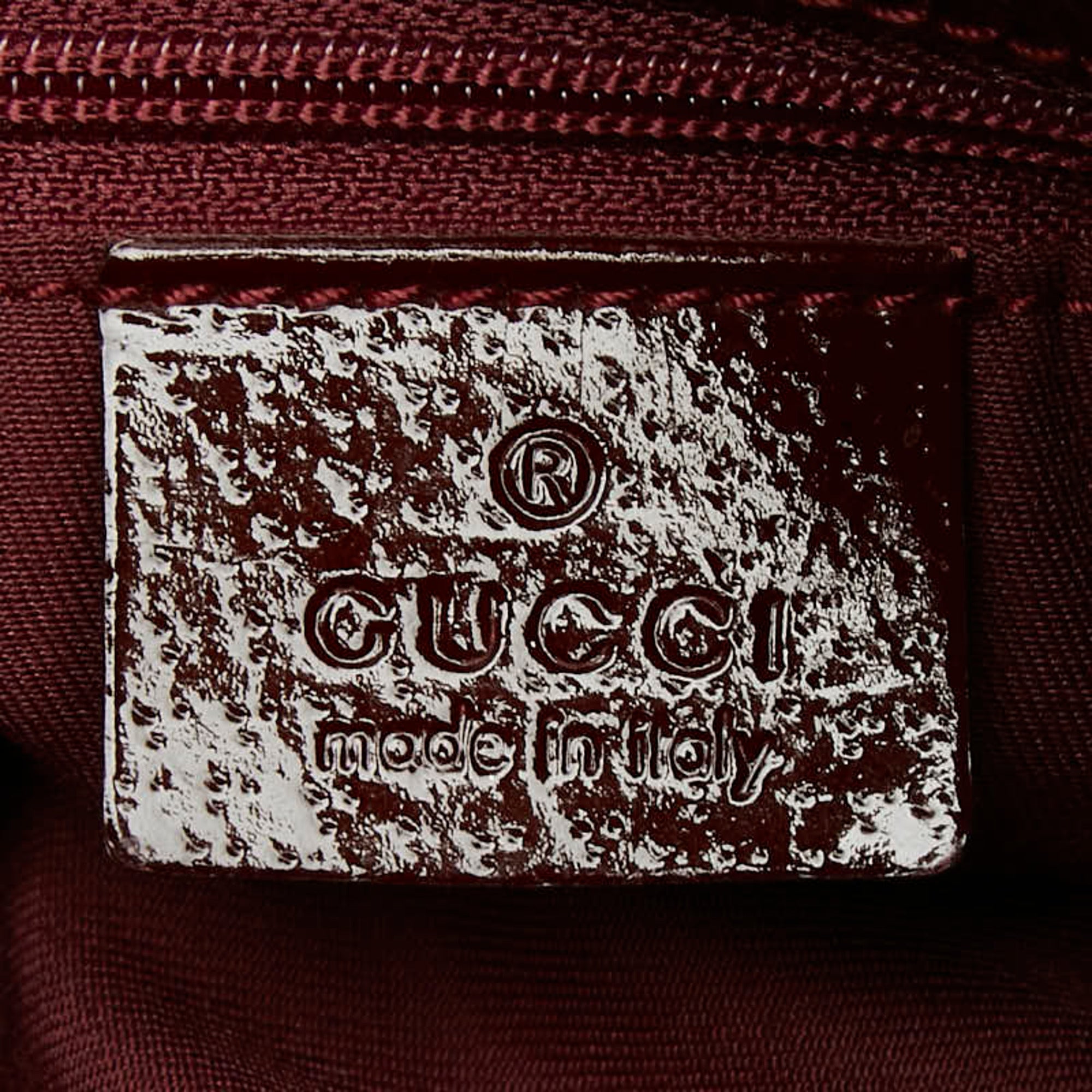 Gucci Gg Canvas Brown Red Color Canvas Leather Handbag Tote Bag (Pre-Owned)