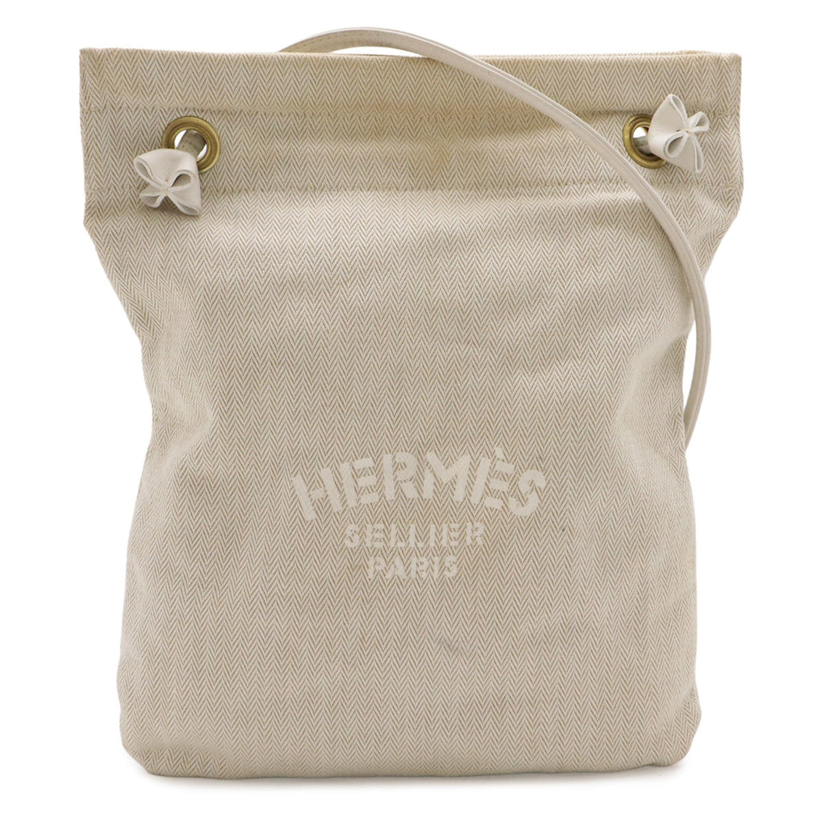 Hermes Natural White Canvas Shoulder Bag (Pre-Owned)