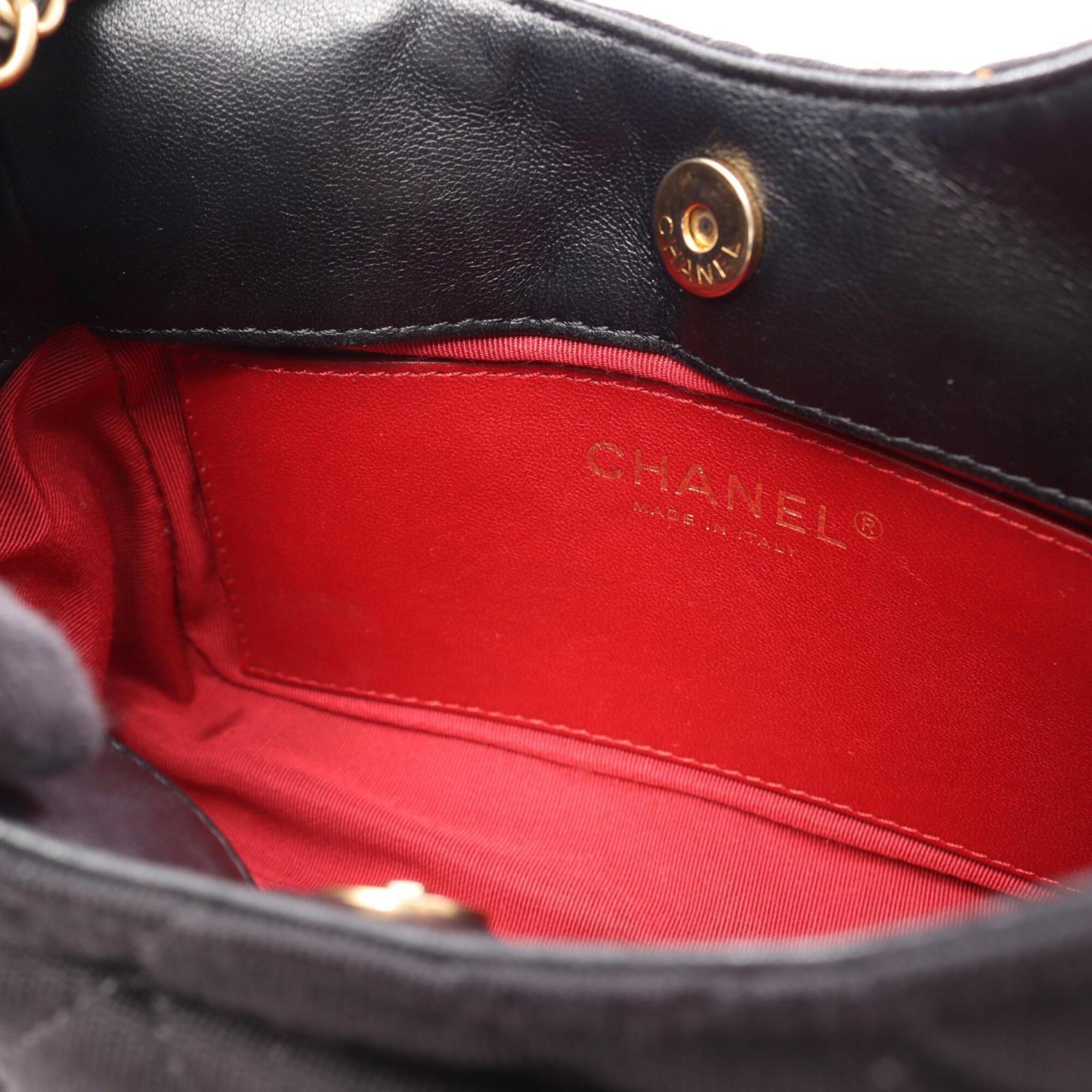 Chanel Black Cotton Jersey Handbag Shoulder Bag (Pre-Owned)