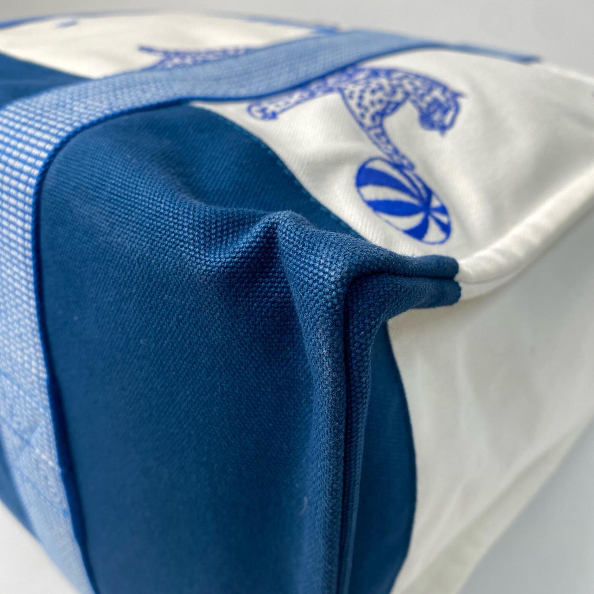 Hermes Blue White Cotton Pouch (Pre-Owned)