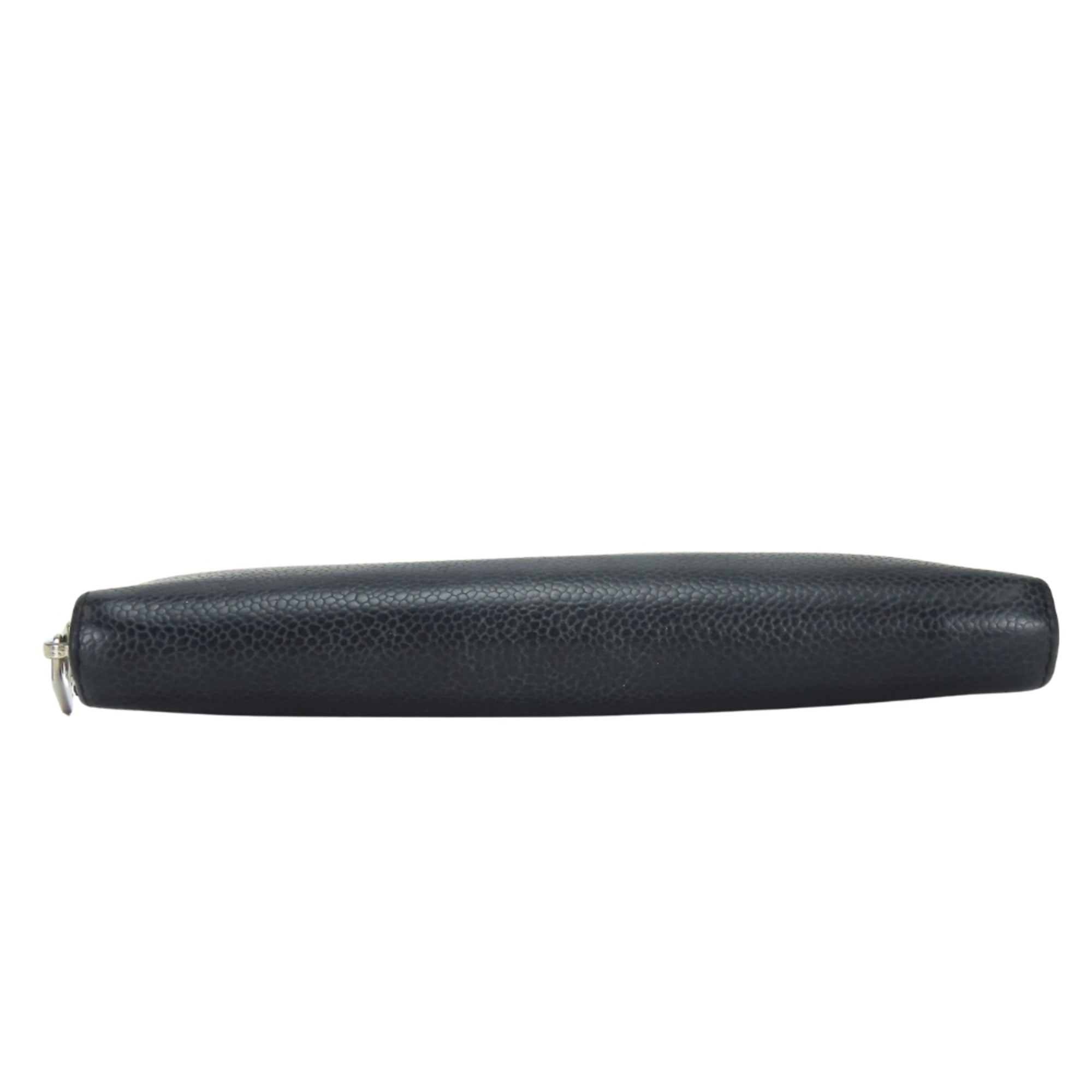 Chanel Black Grained Calfskin Long Wallet (Bi-Fold) (Pre-Owned)