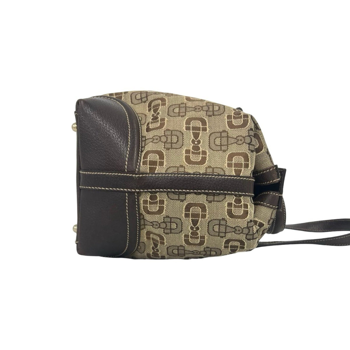 Gucci Brown Red Color Canvas Leather Handbag Tote Bag (Pre-Owned)