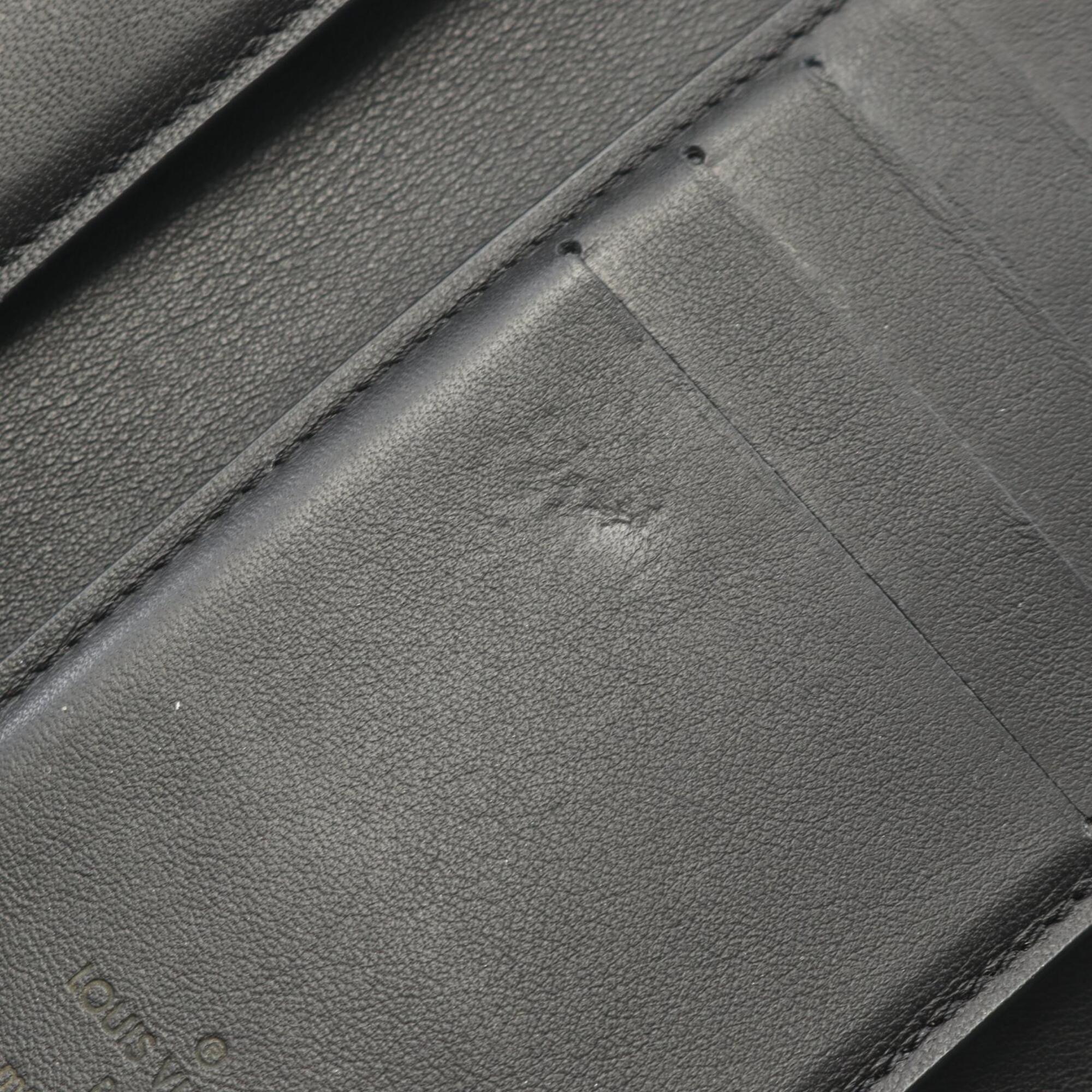 Louis Vuitton Black Leather Wallet (Tri-Fold) (Pre-Owned)