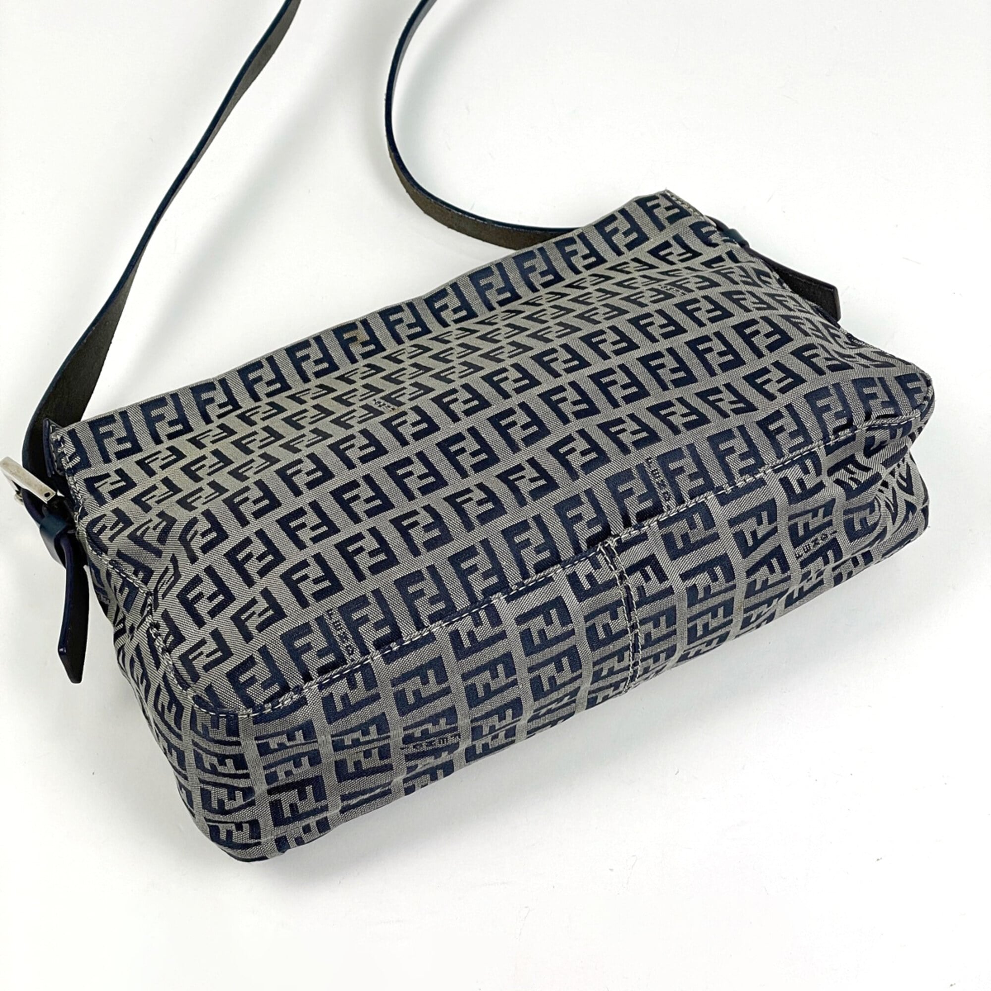 Fendi Navy Zucchino Shoulder Bag (Pre-Owned)
