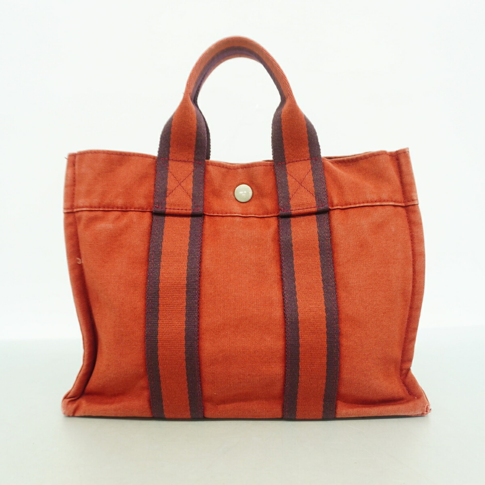 Hermes Red Color Canvas Handbag (Pre-Owned)