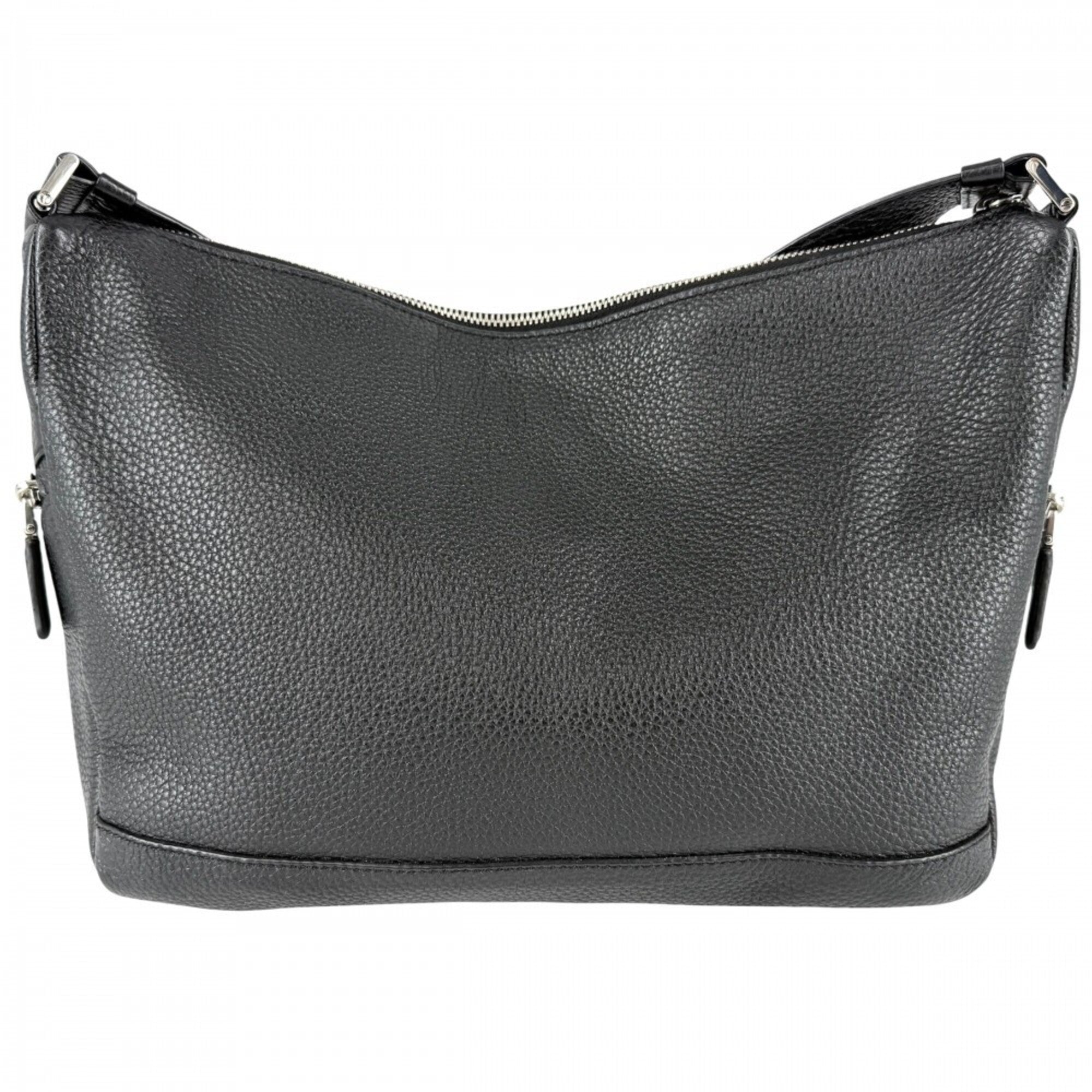 Prada Black White Leather Shoulder Bag (Pre-Owned)