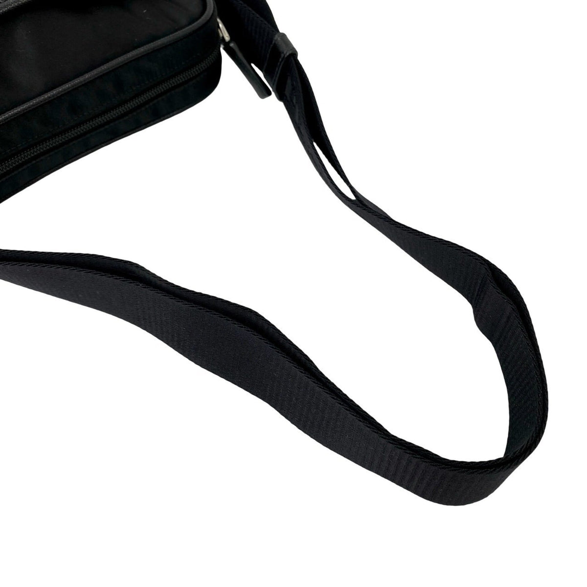 Prada Black Nylon Leather Pochette Shoulder Bag (Pre-Owned)
