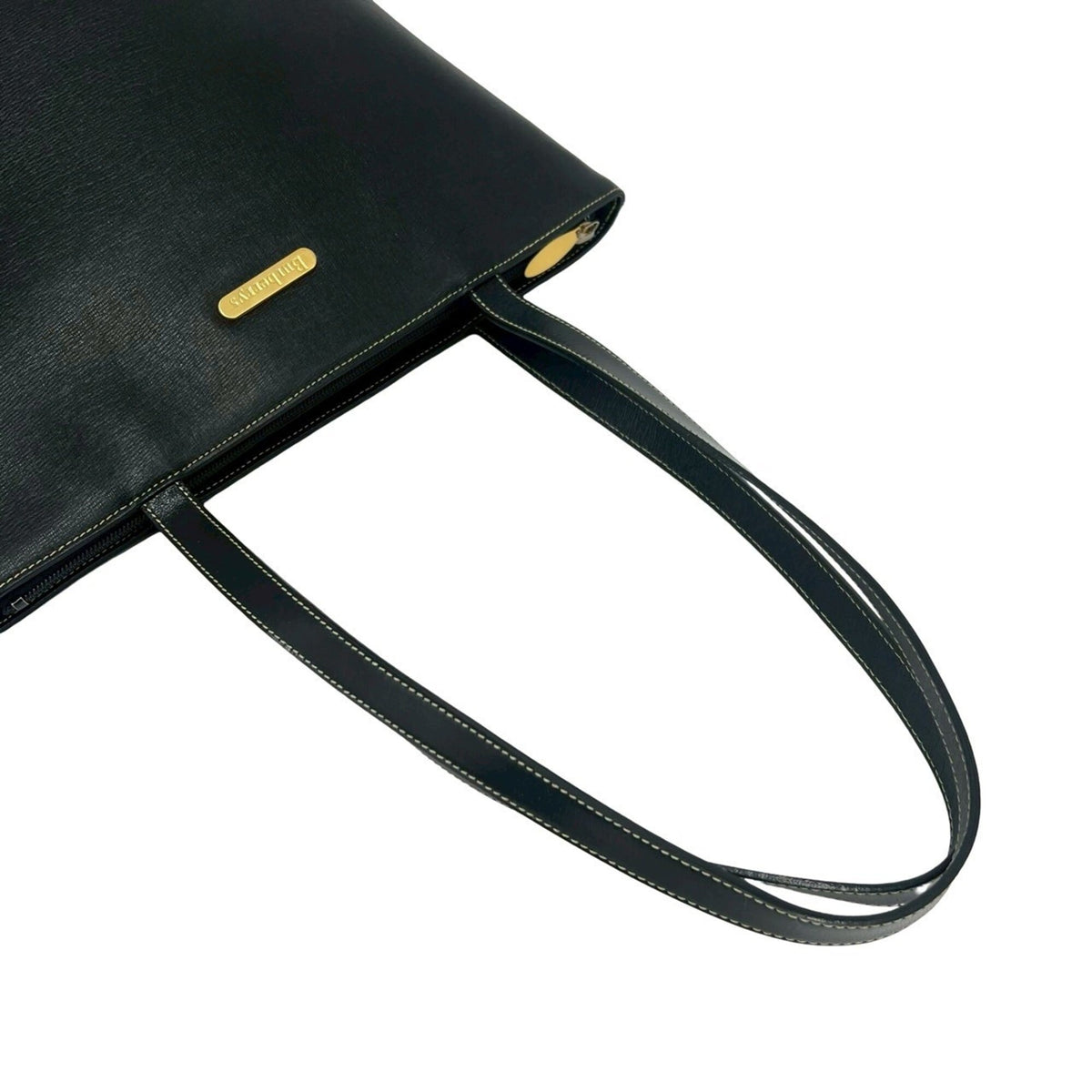 Burberry Black Leather Shoulder Bag Tote Bag (Pre-Owned)