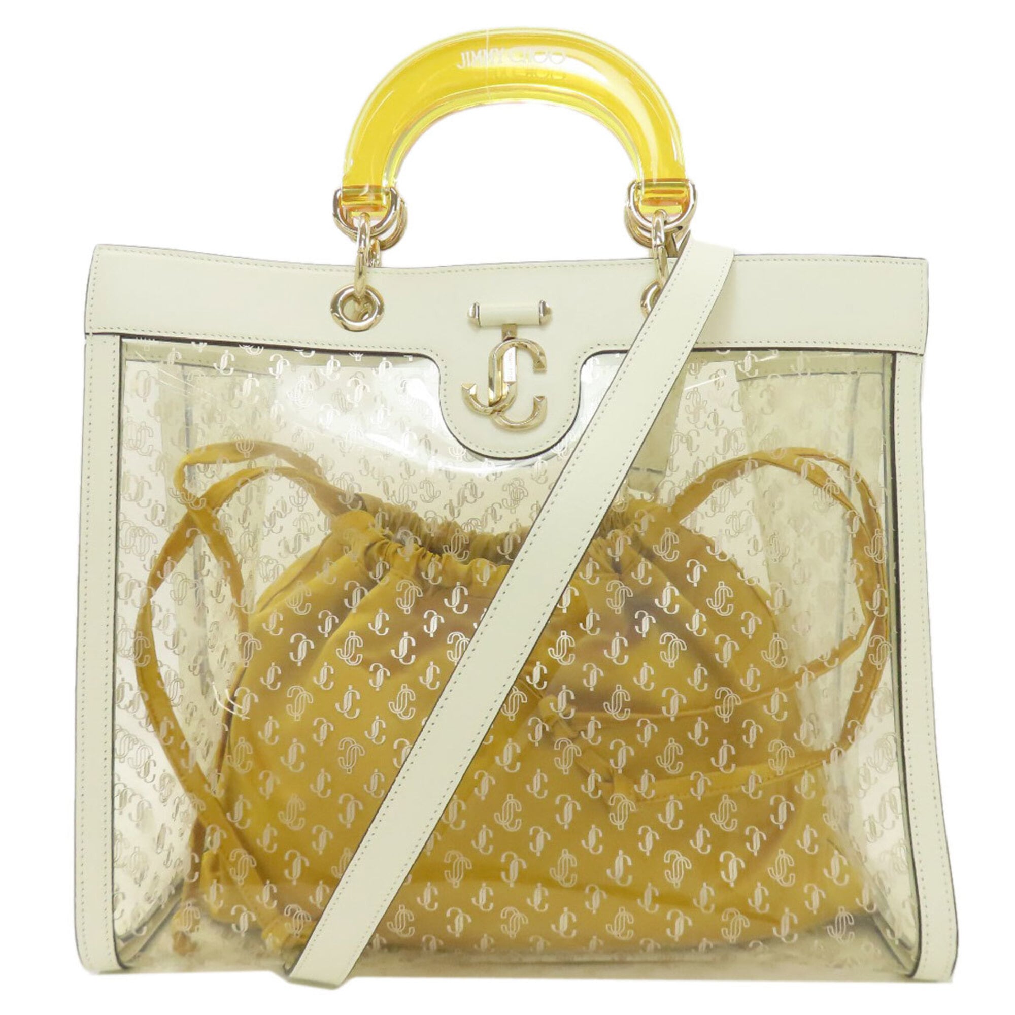 Jimmy Choo Clear White Vinyl Handbag Pouch (Pre-Owned)