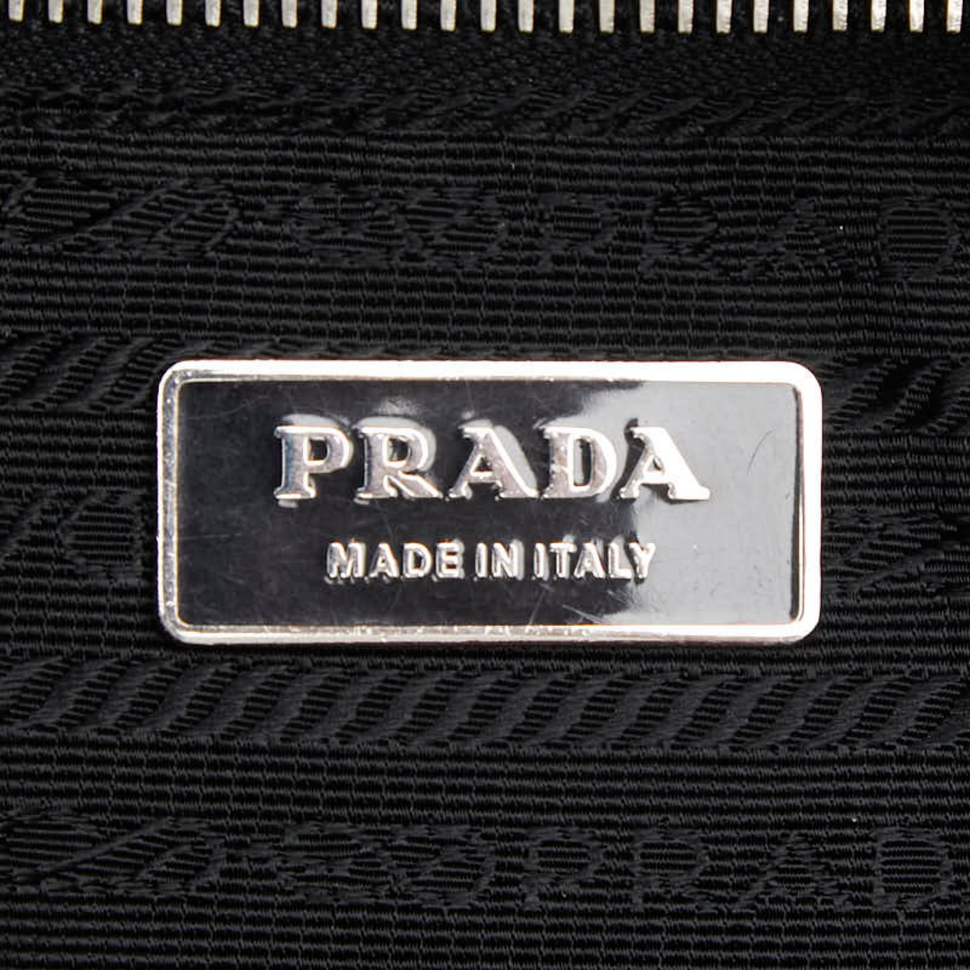 Prada Black Red Color Nylon Patent Leather Handbag Shoulder Bag (Pre-Owned)