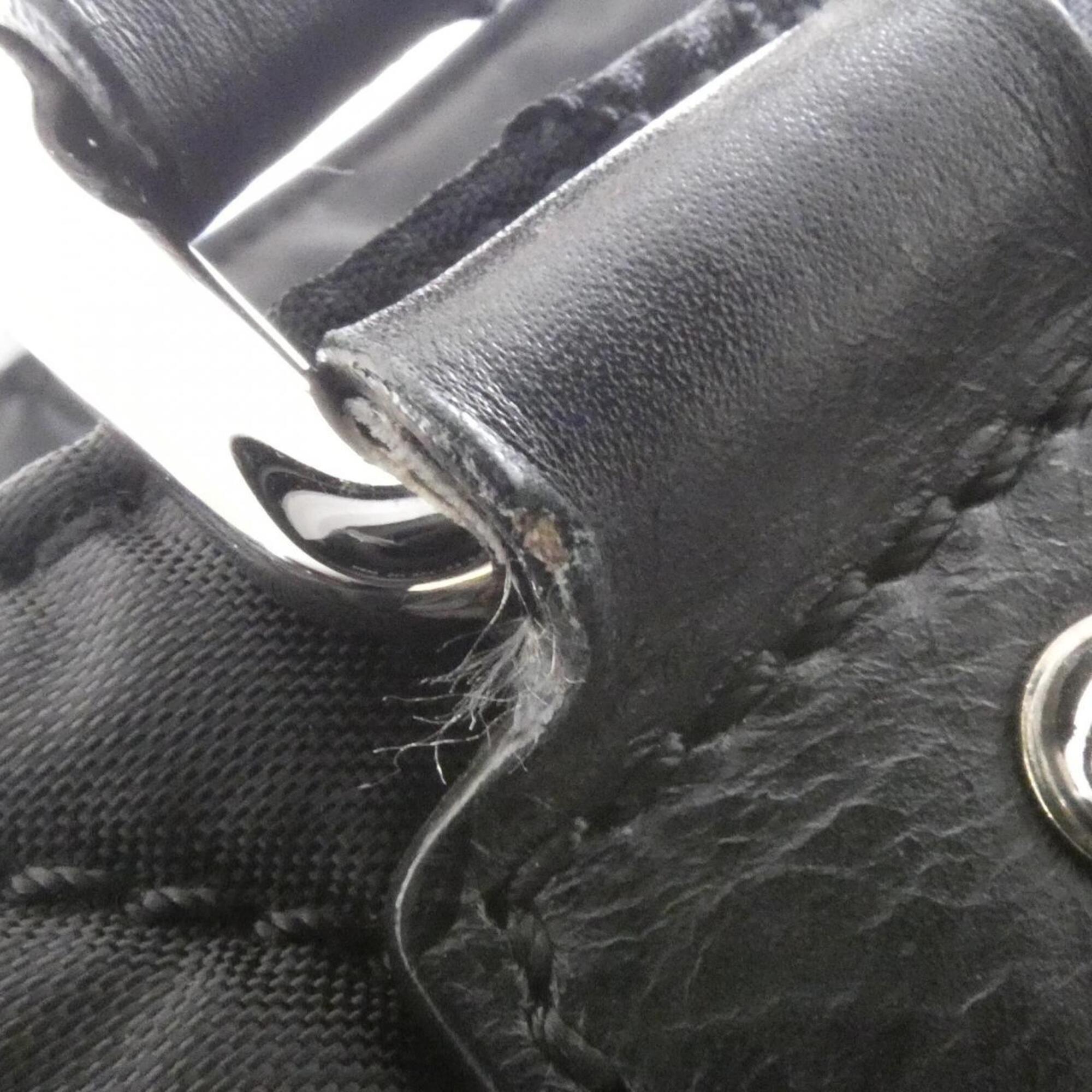 Chanel Black Nylon Leather Handbag (Pre-Owned)