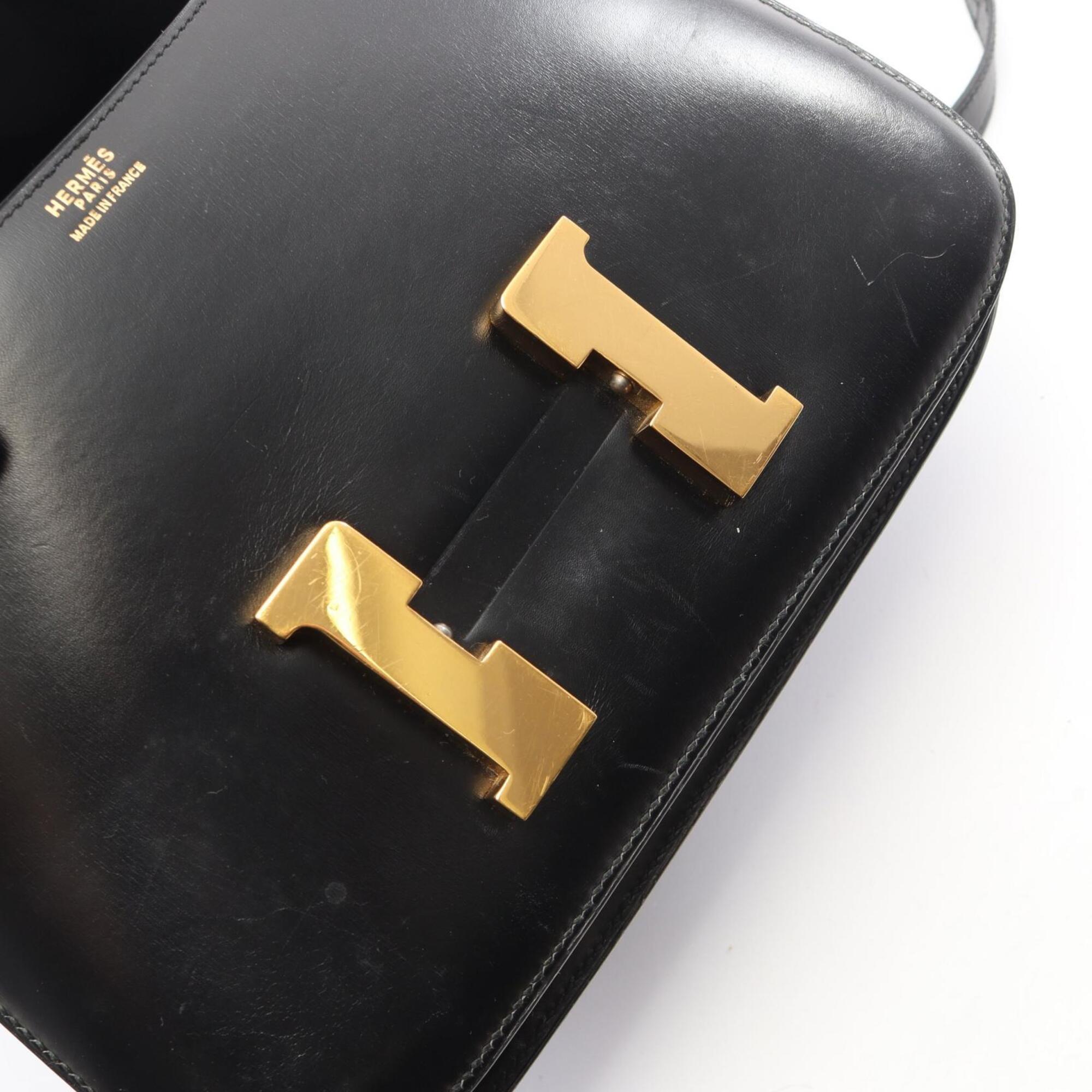 Hermes Constance Black Box Calf Leather Handbag Shoulder Bag (Pre-Owned)