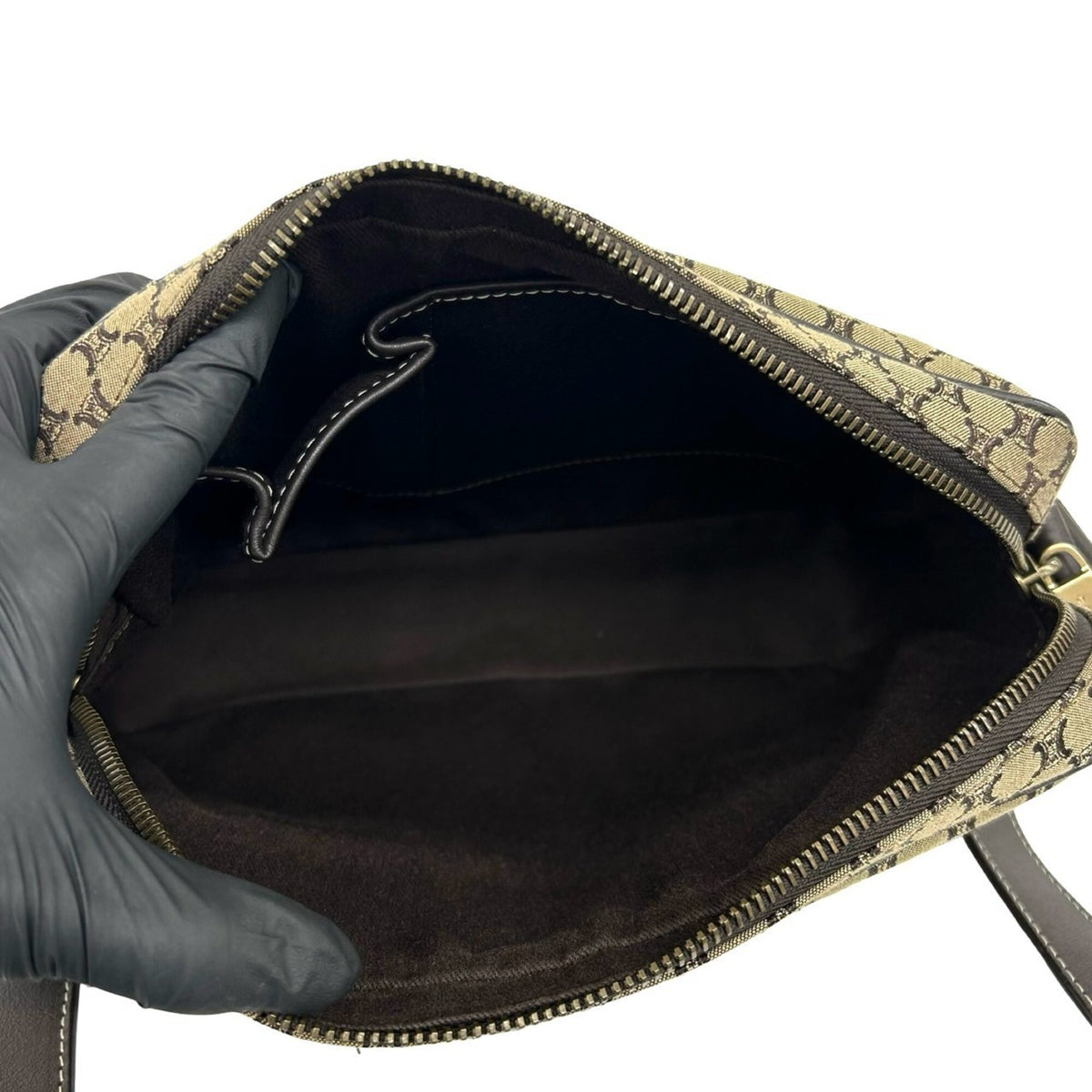 Celine Brown Canvas Leather Pochette Shoulder Bag (Pre-Owned)