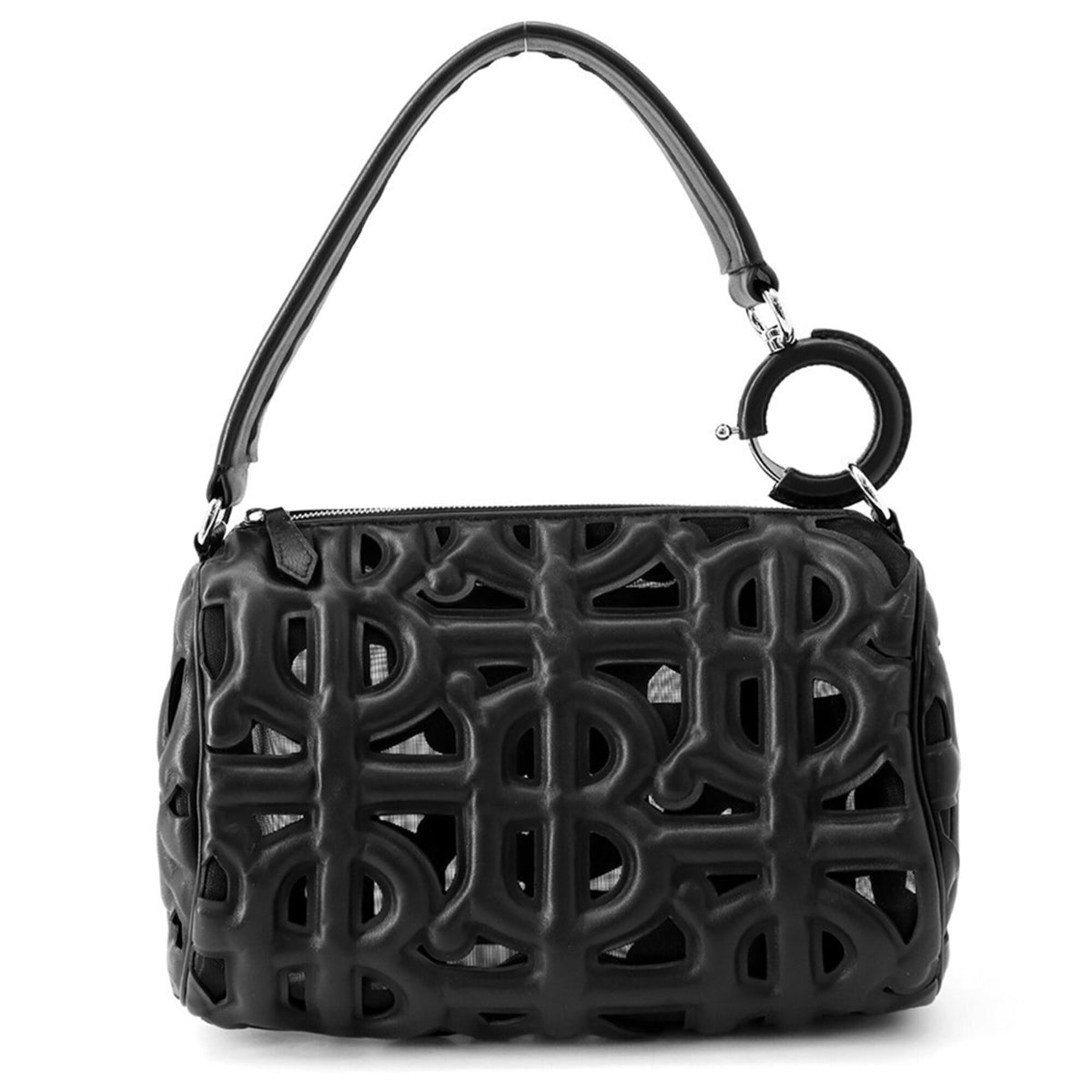 Burberry Black Mesh Leather Handbag Pouch (Pre-Owned)