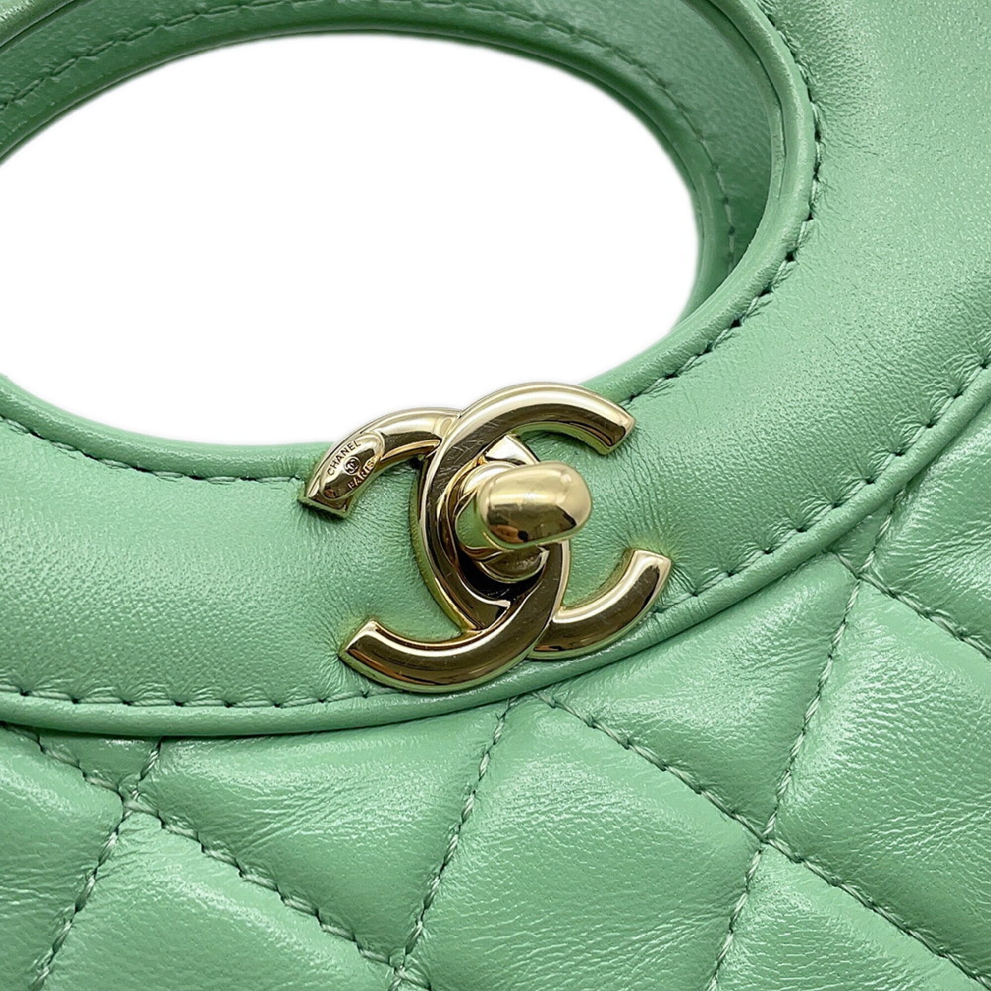 Chanel Matelasse Light Green Leather Handbag Shoulder Bag (Pre-Owned)
