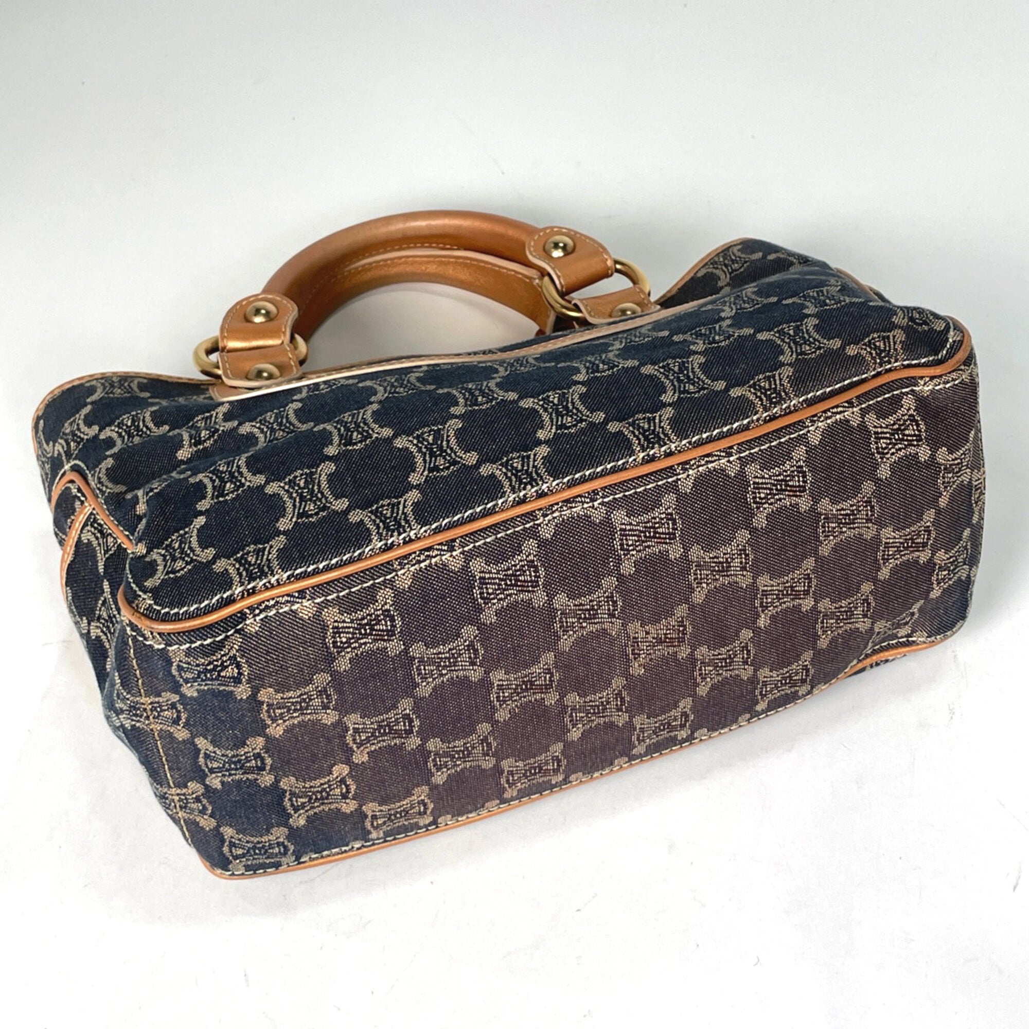 Celine Blue Brown Denim Leather Handbag (Pre-Owned)