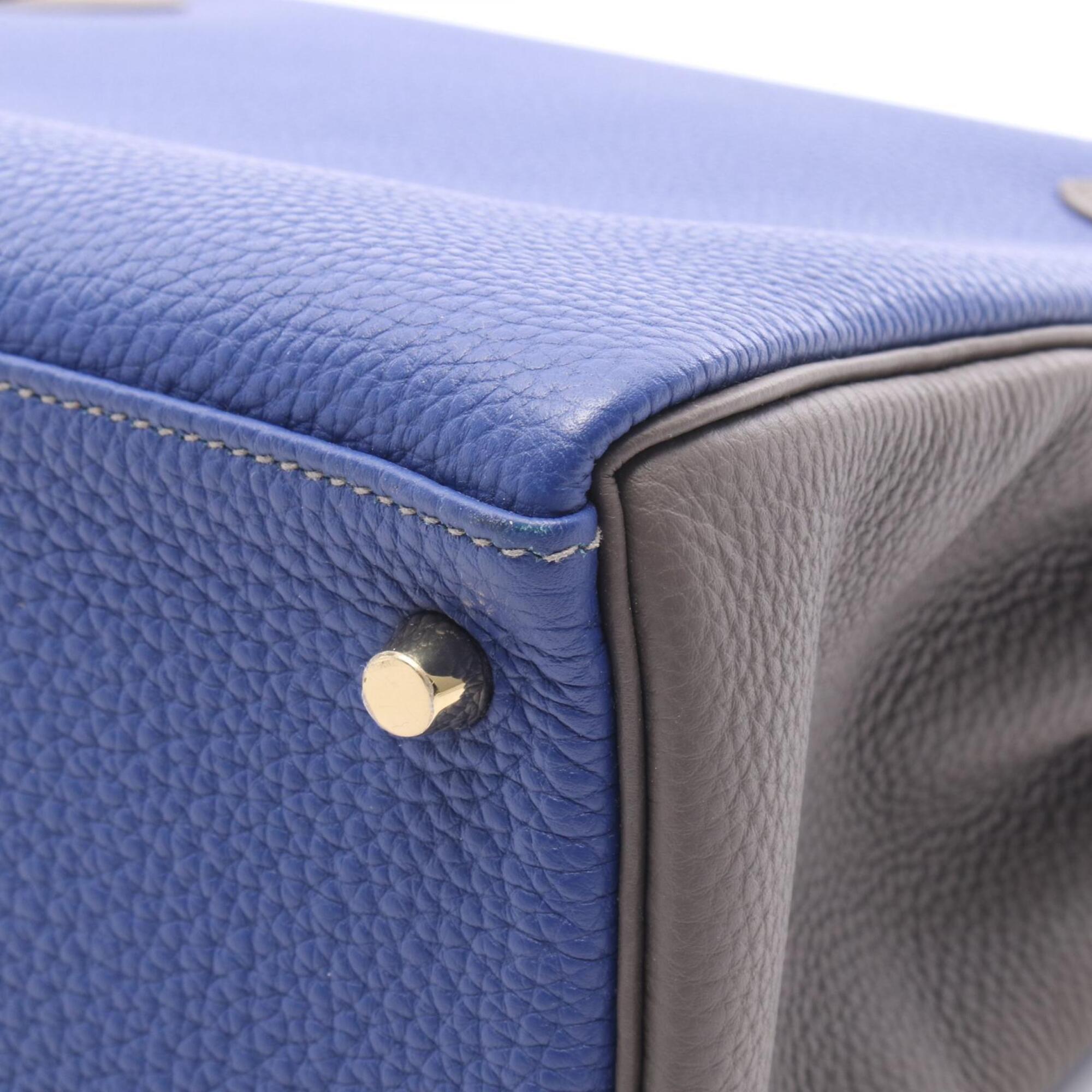 Hermes Blue Gray Togo Leather Handbag (Pre-Owned)